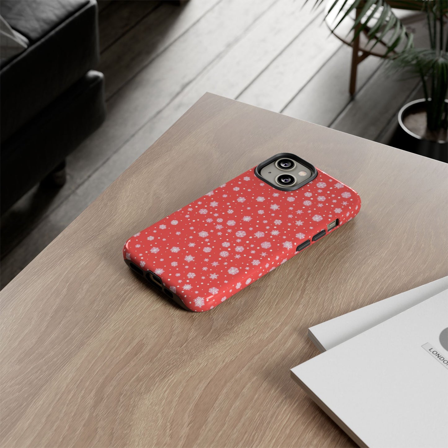 Winter Christmas Snowflakes Red - iPhone Case