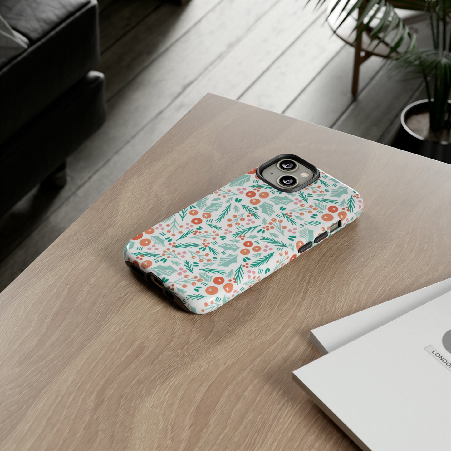Christmas Boho Holly Pattern - iPhone Case