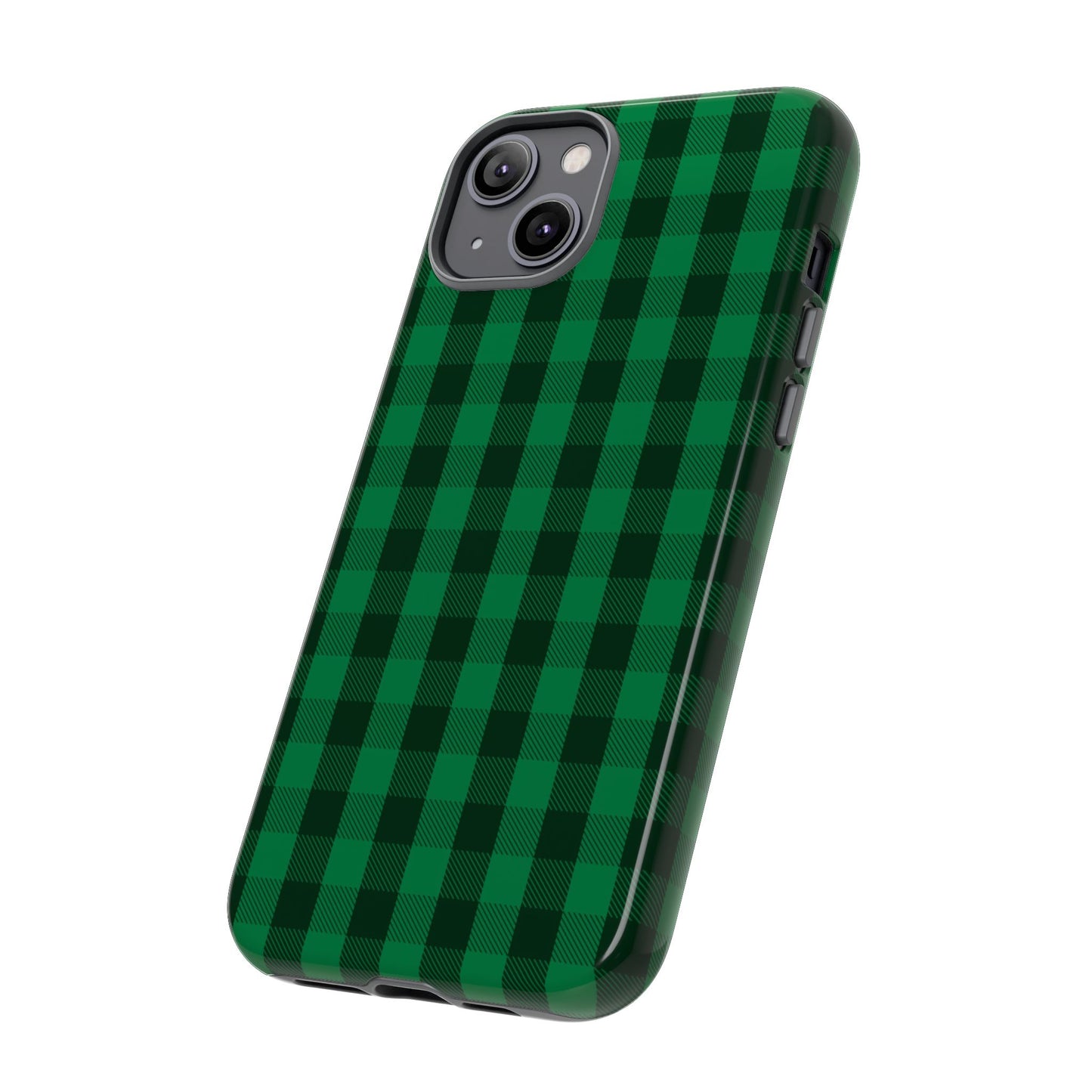 Dark Green Christmas Gingham - iPhone Case
