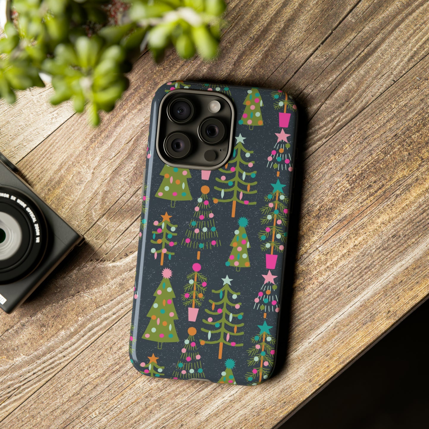 Blue Christmas Tree Pattern - iPhone Case