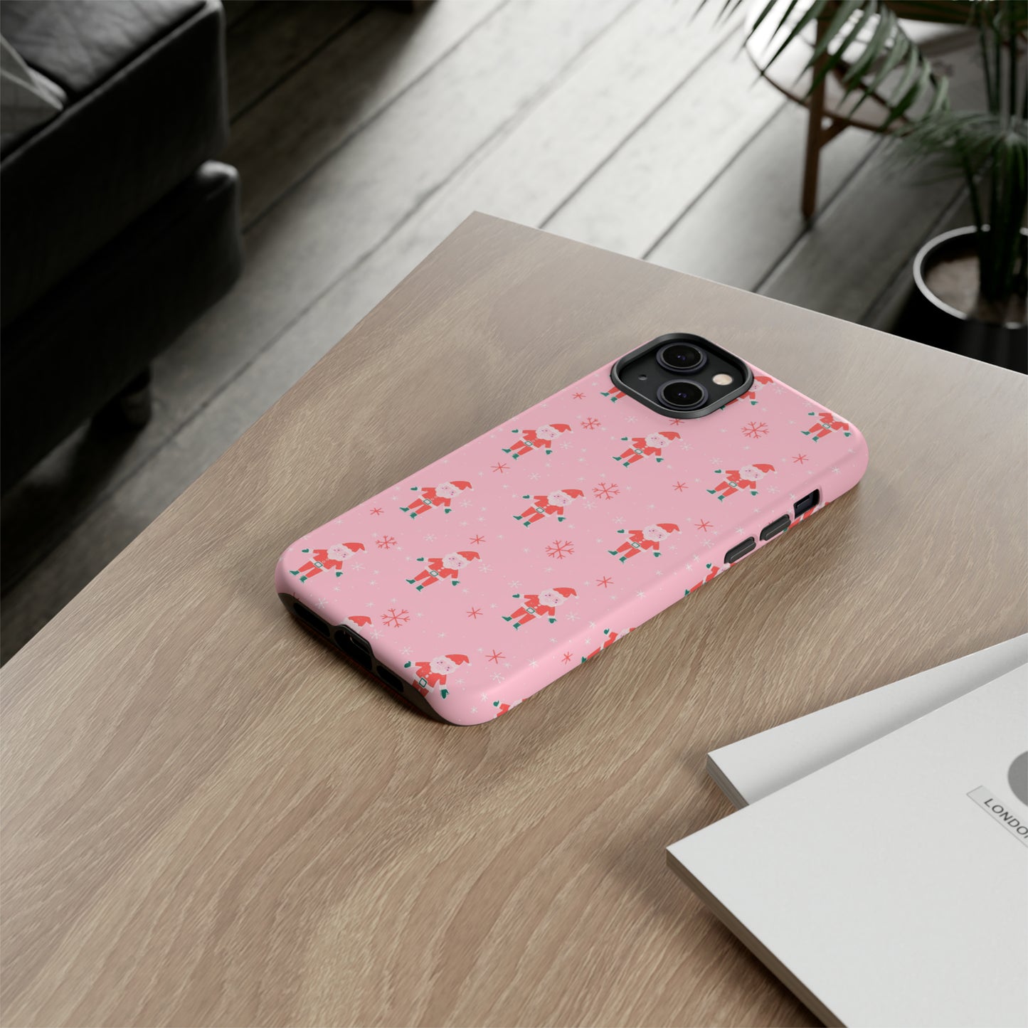 Pink Santa Pattern - iPhone Case