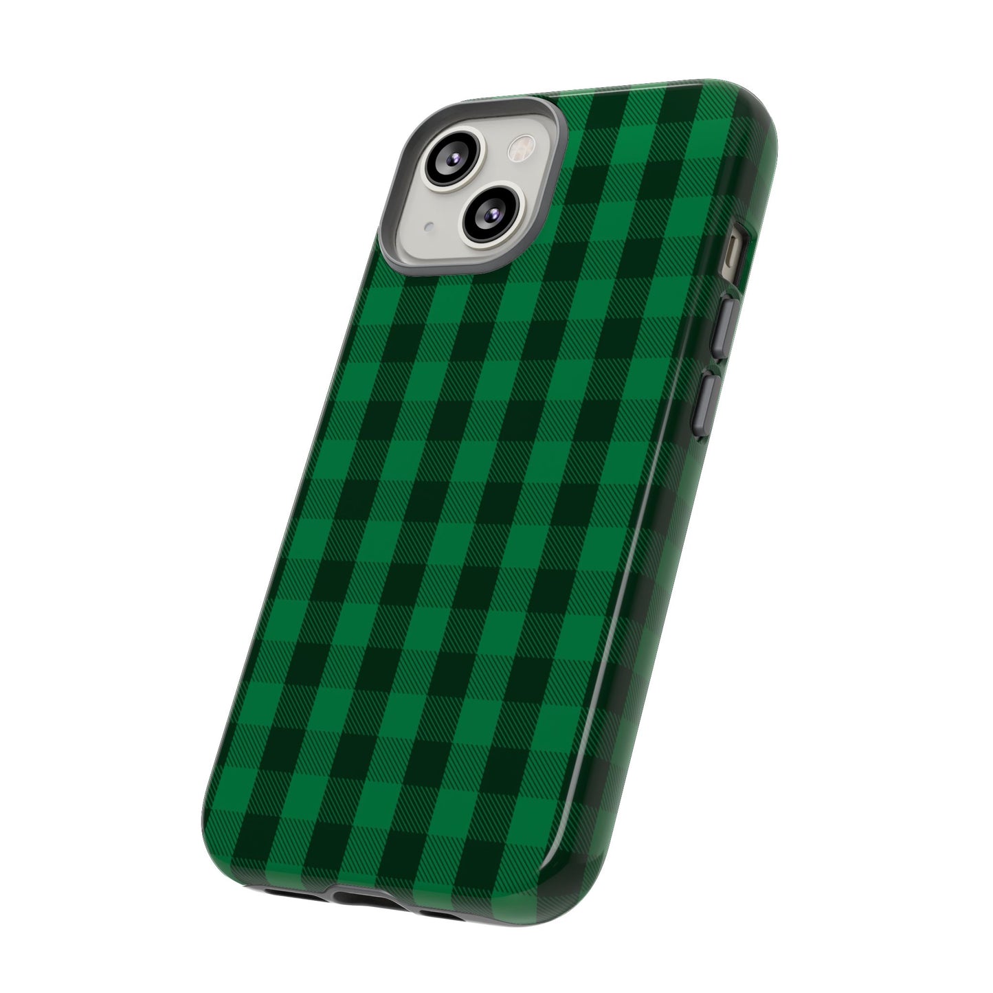Dark Green Christmas Gingham - iPhone Case