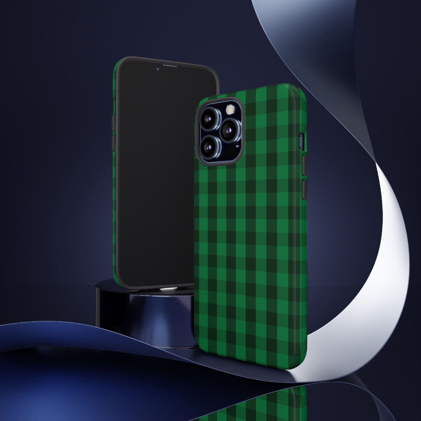 Dark Green Christmas Gingham - iPhone Case