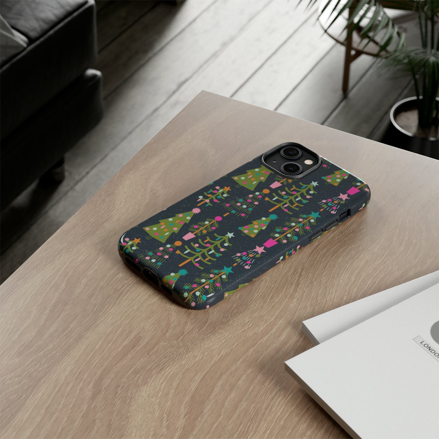 Blue Christmas Tree Pattern - iPhone Case