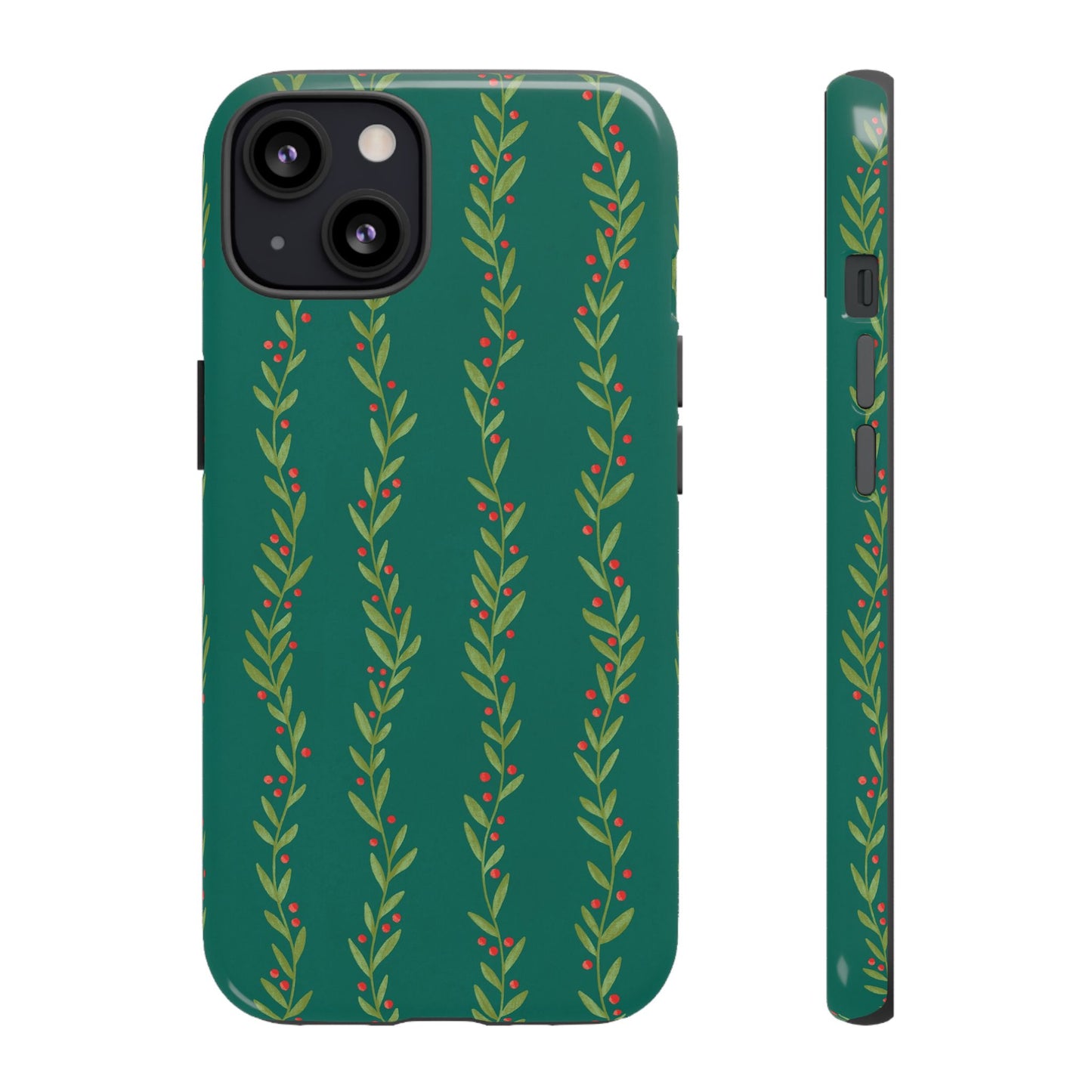Green Christmas Holly Garland - iPhone Case