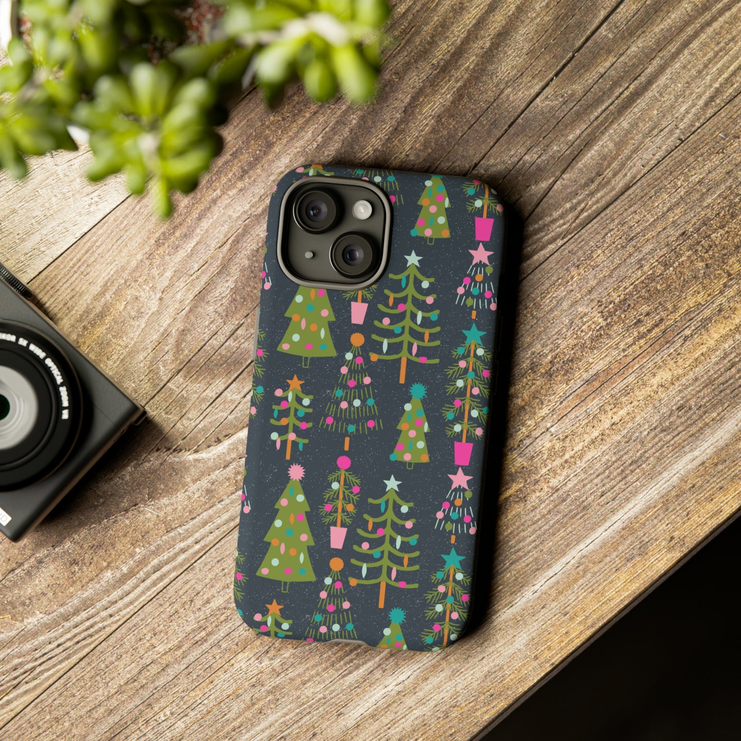 Blue Christmas Tree Pattern - iPhone Case