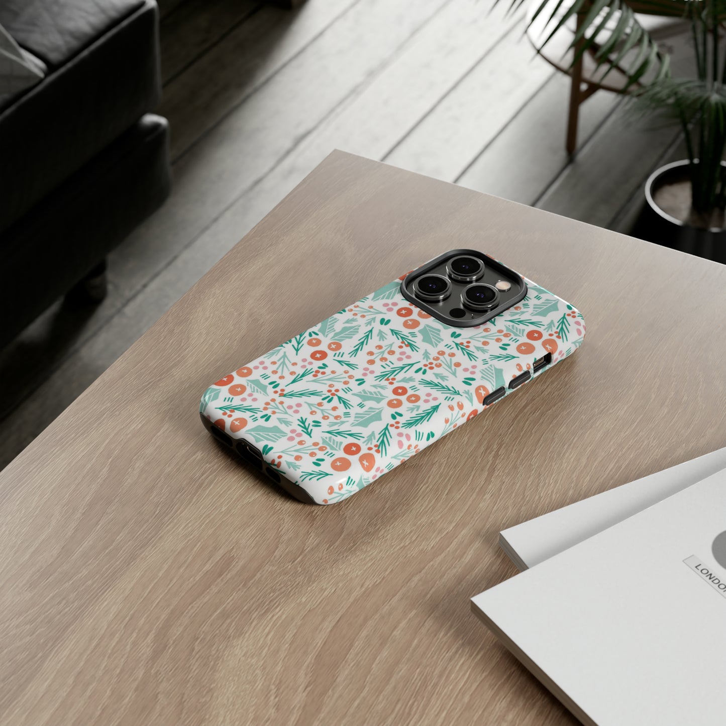 Christmas Boho Holly Pattern - iPhone Case