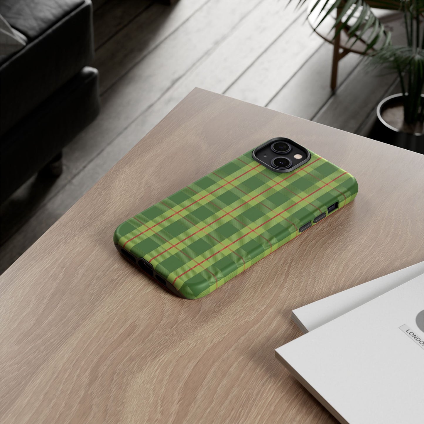 Green and Red Christmas Plaid Pattern - iPhone Case