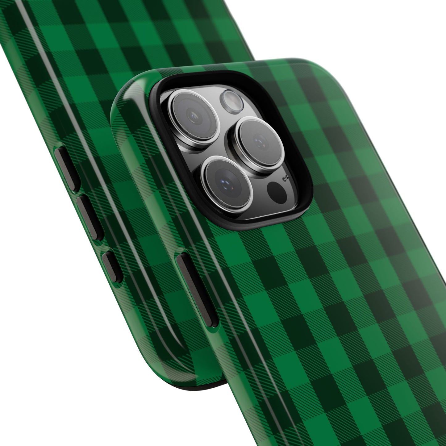 Dark Green Christmas Gingham - iPhone Case