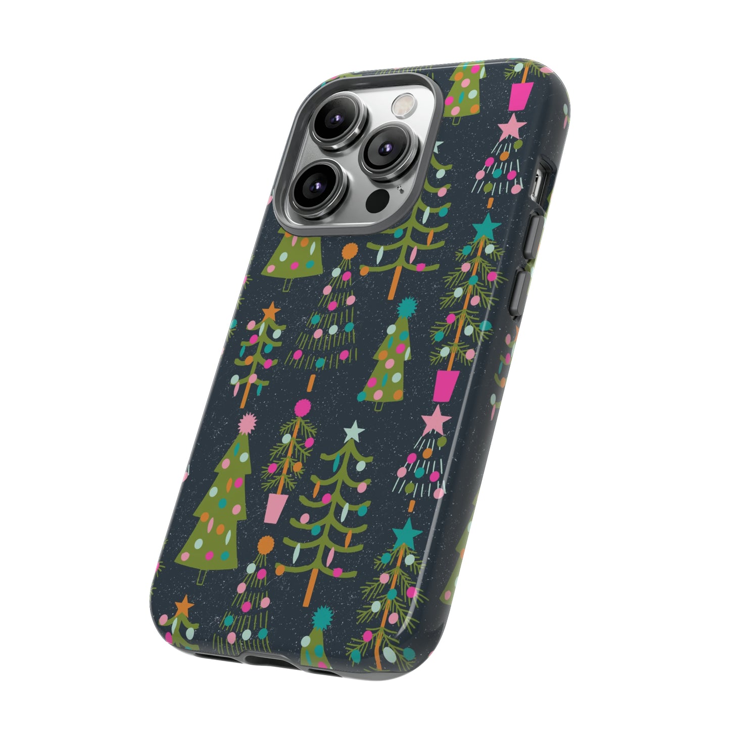 Blue Christmas Tree Pattern - iPhone Case