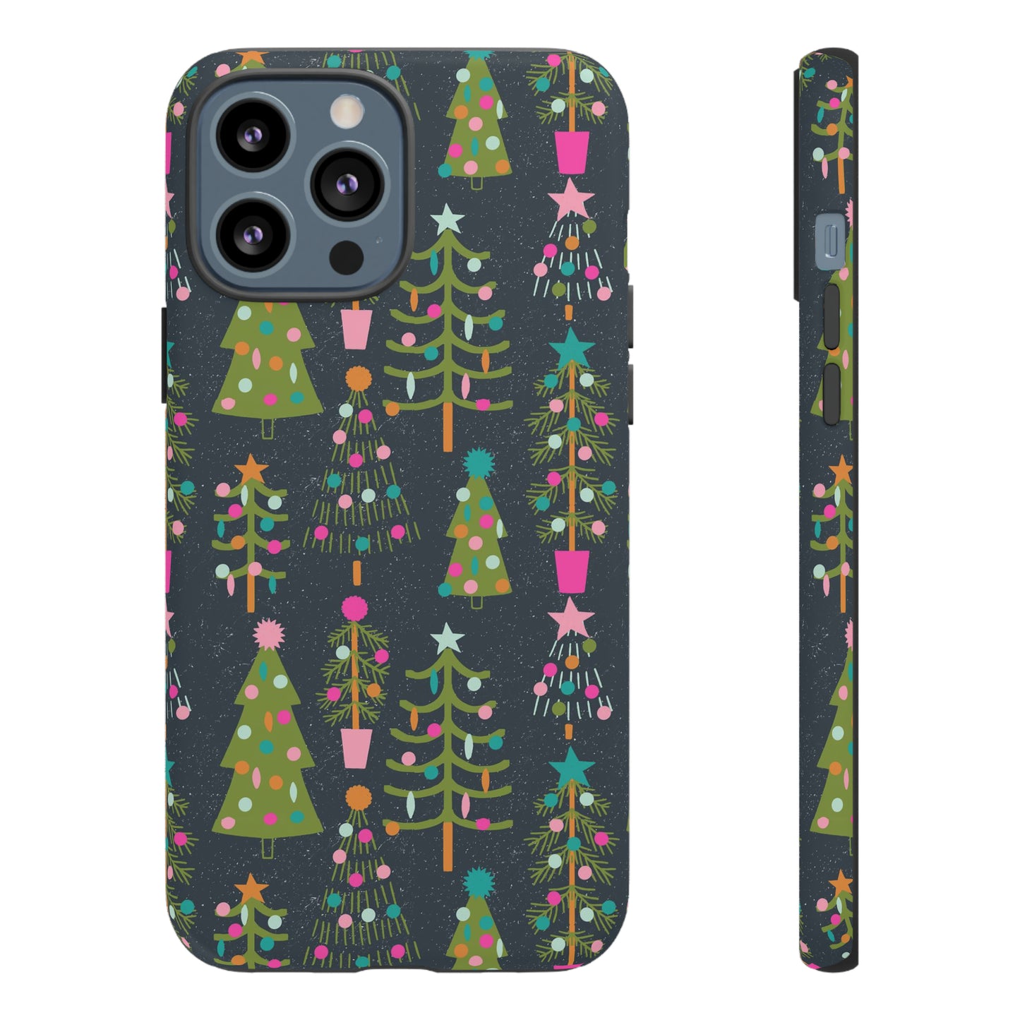 Blue Christmas Tree Pattern - iPhone Case