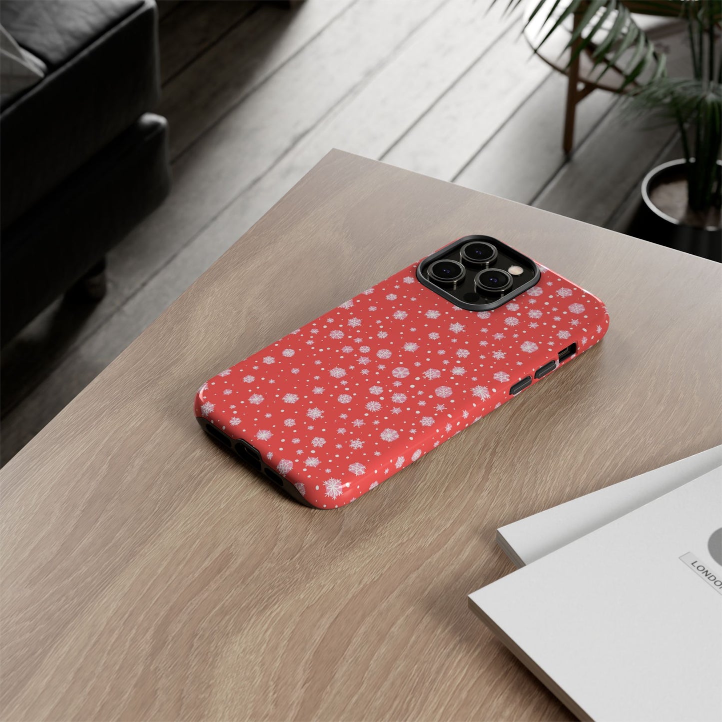 Winter Christmas Snowflakes Red - iPhone Case