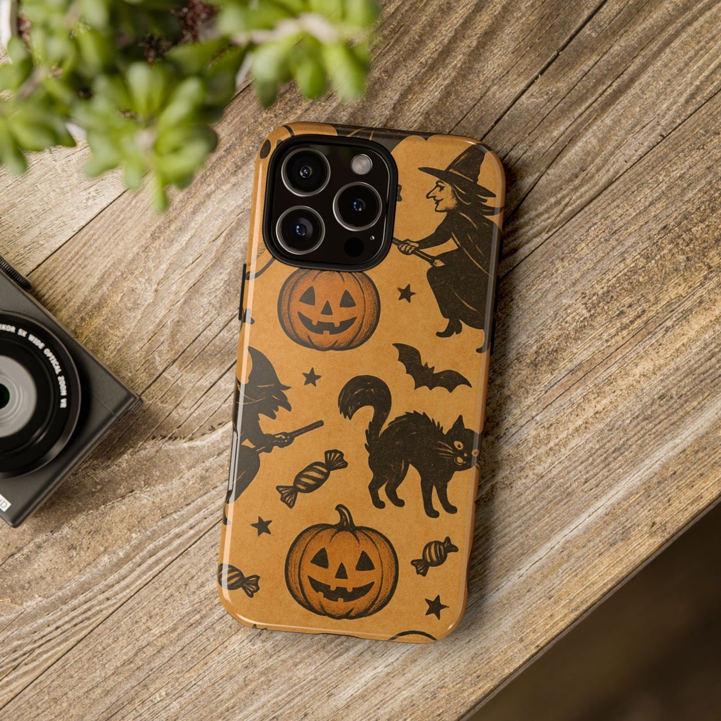 Vintage Halloween Doodles - Orange - iPhone Case