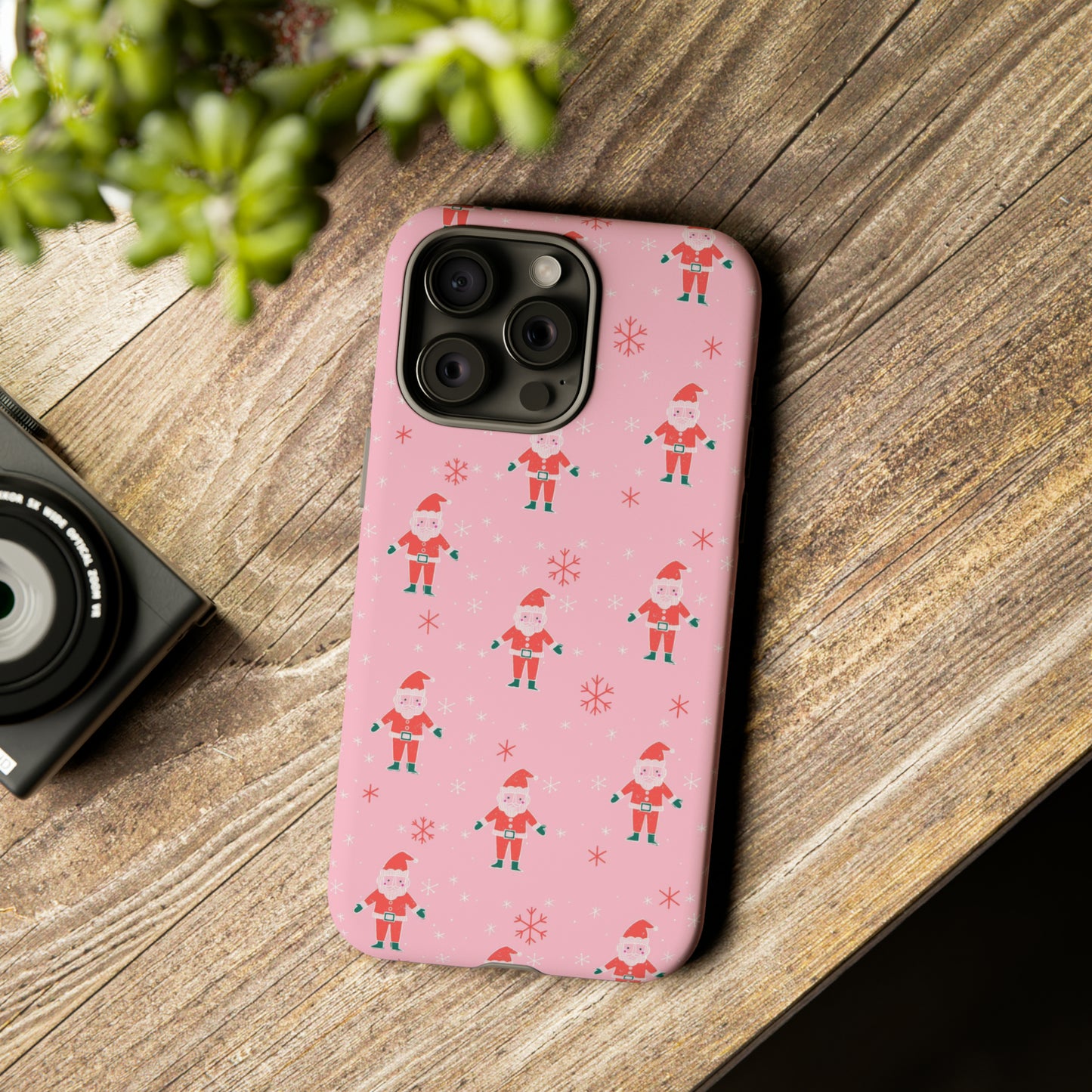 Pink Santa Pattern - iPhone Case
