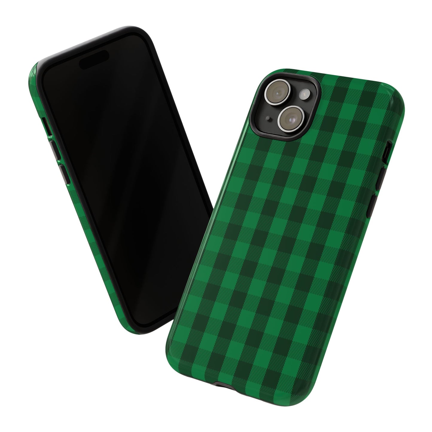 Dark Green Christmas Gingham - iPhone Case