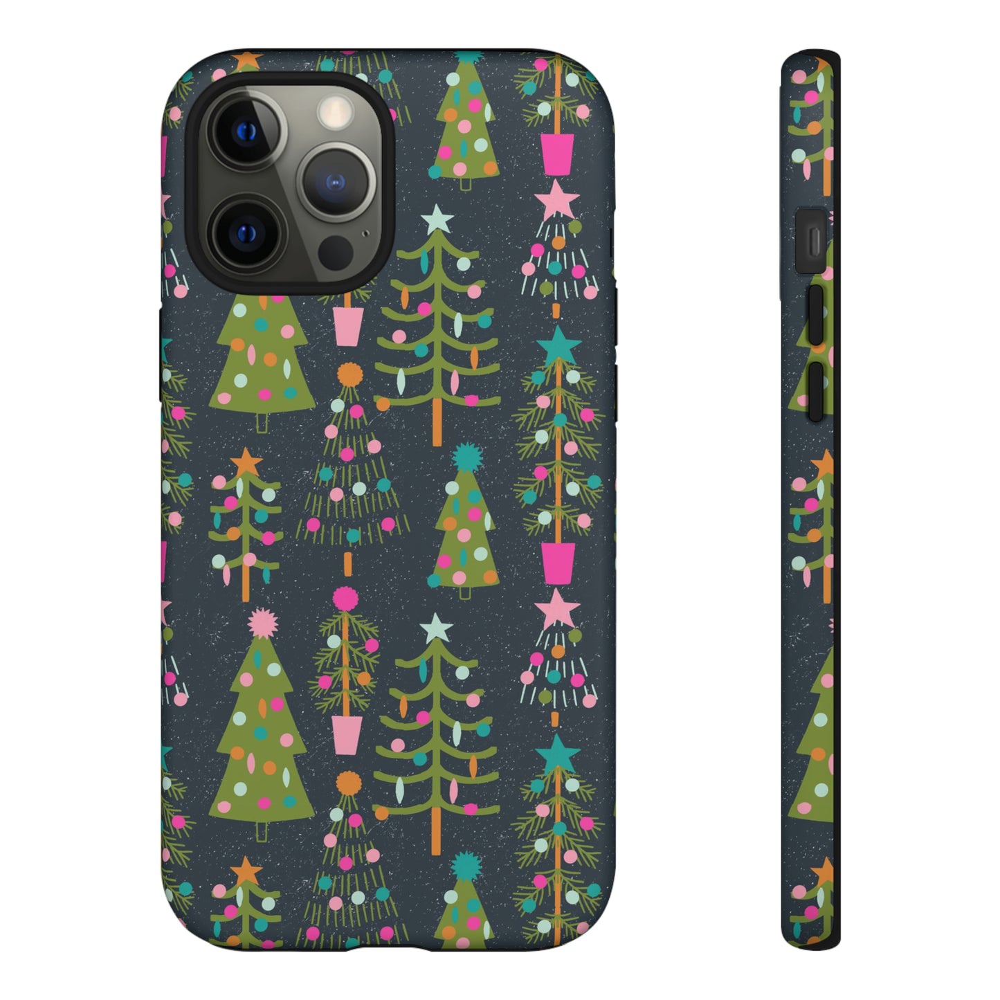 Blue Christmas Tree Pattern - iPhone Case