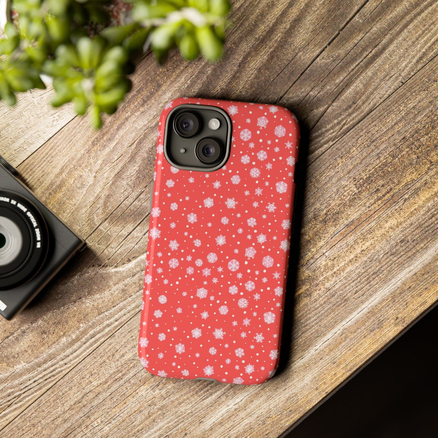 Winter Christmas Snowflakes Red - iPhone Case