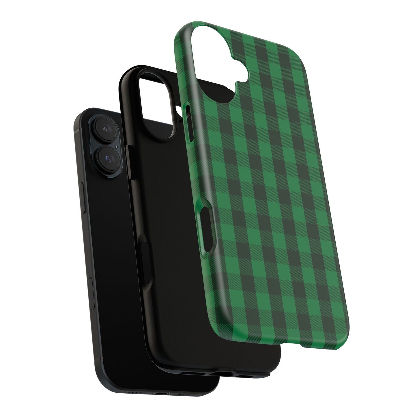 Dark Green Christmas Gingham - iPhone Case