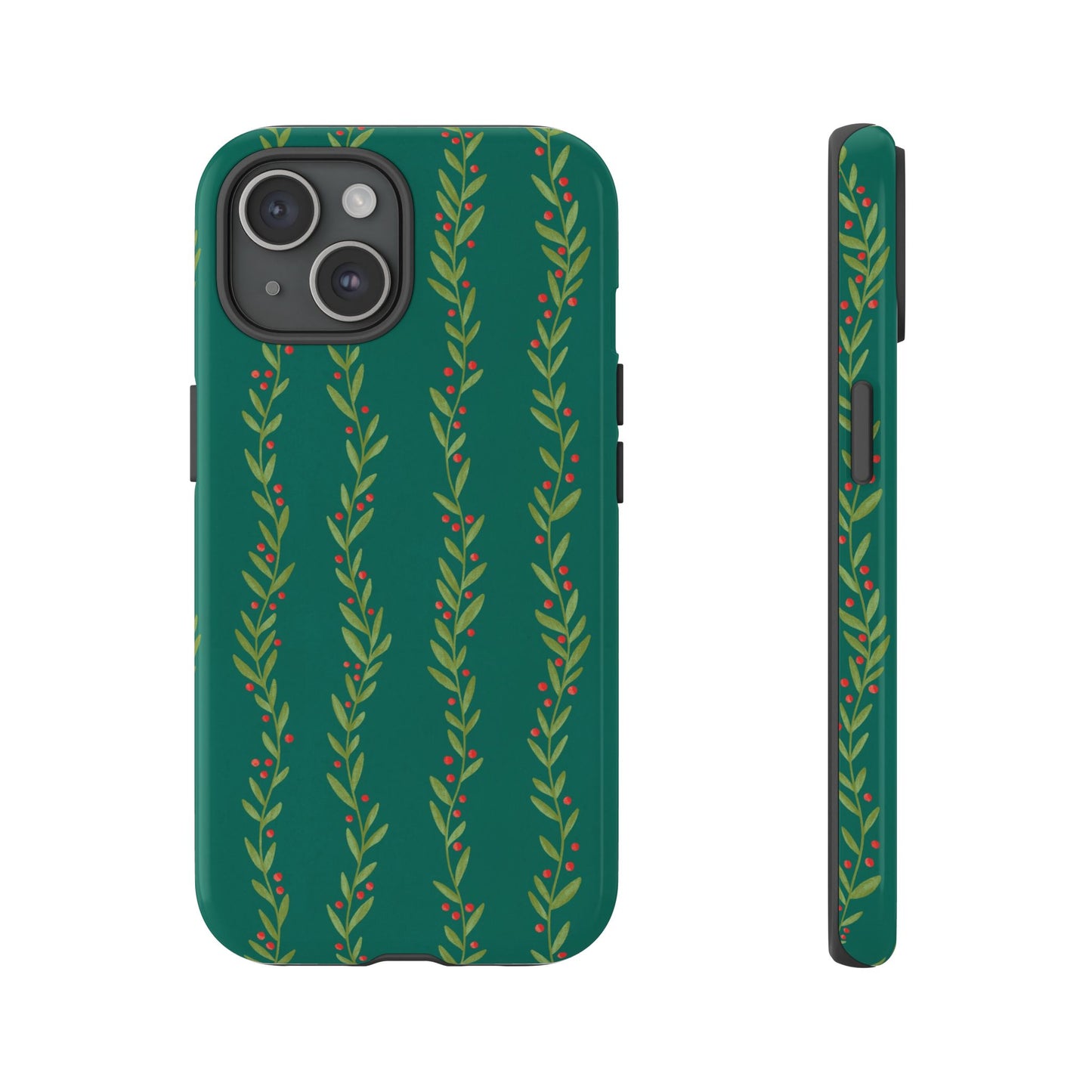 Green Christmas Holly Garland - iPhone Case