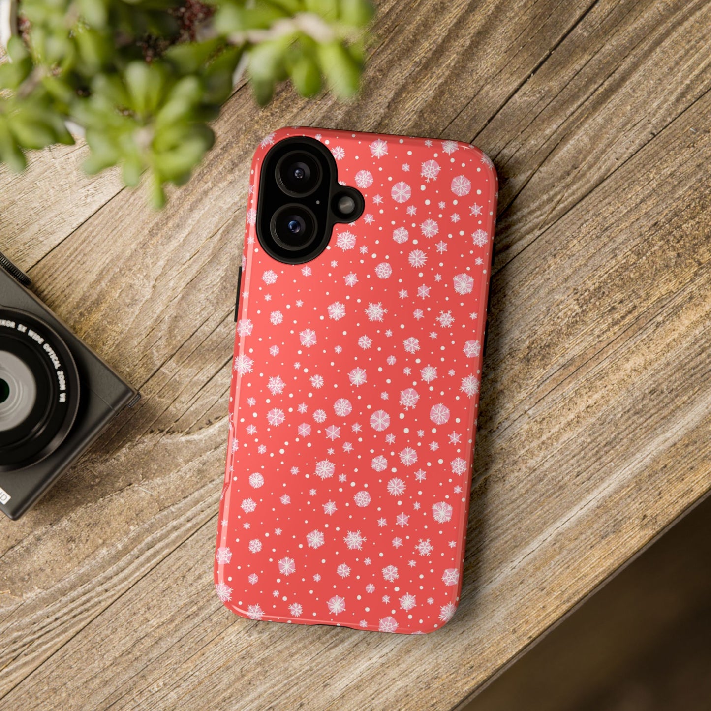 Winter Christmas Snowflakes Red - iPhone Case