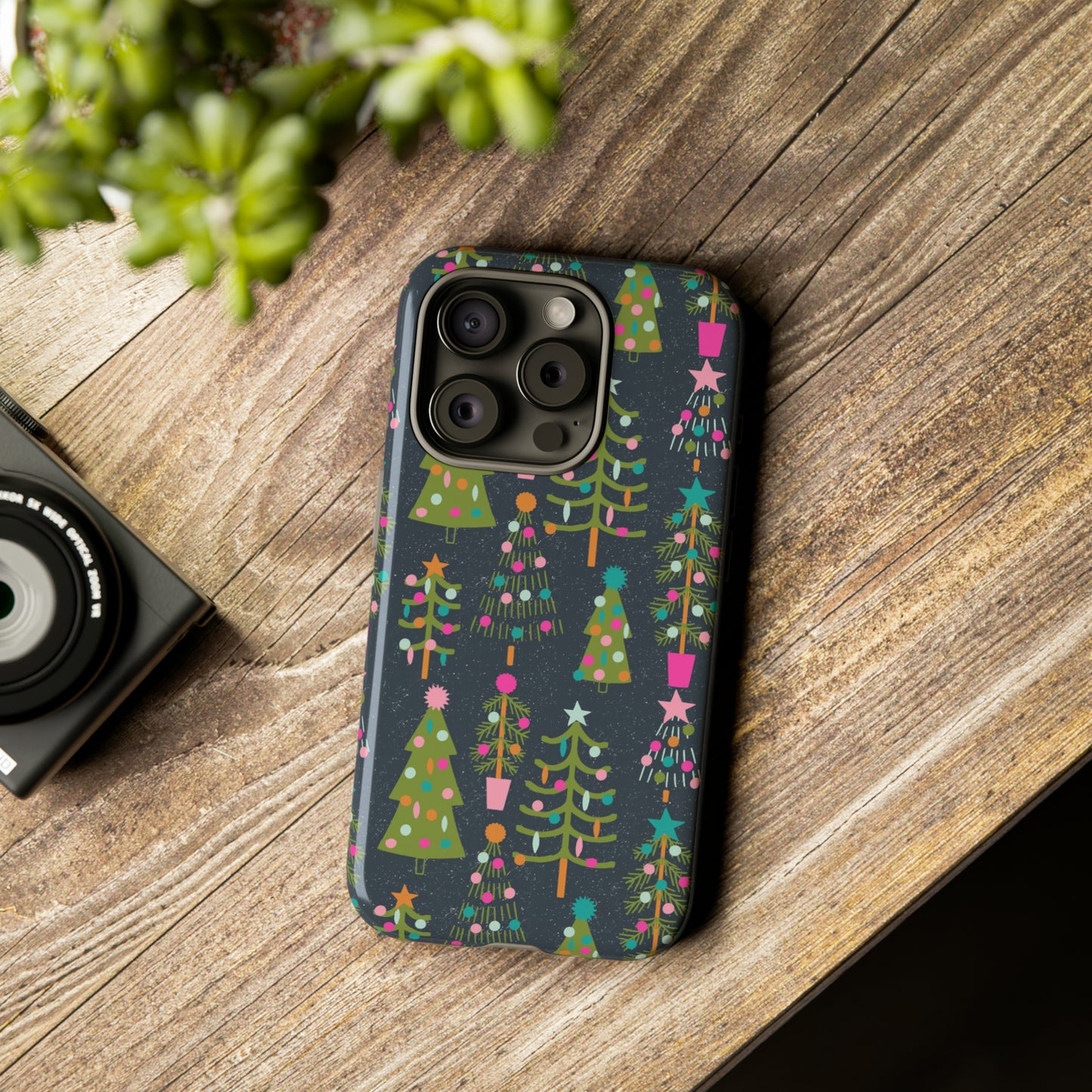 Blue Christmas Tree Pattern - iPhone Case
