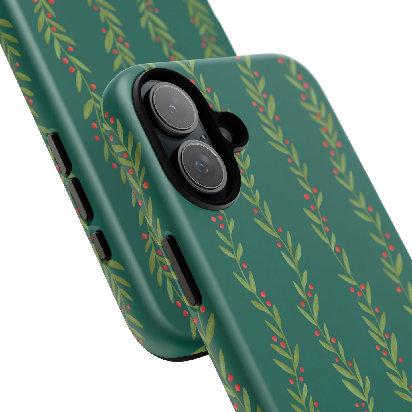 Green Christmas Holly Garland - iPhone Case