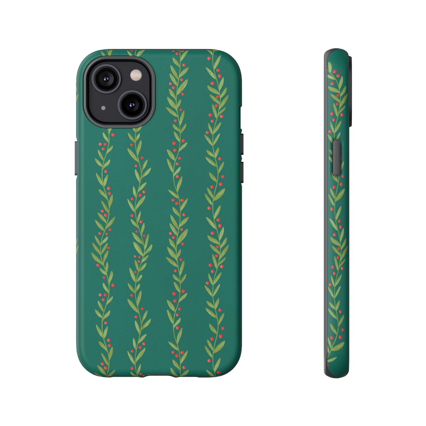 Green Christmas Holly Garland - iPhone Case
