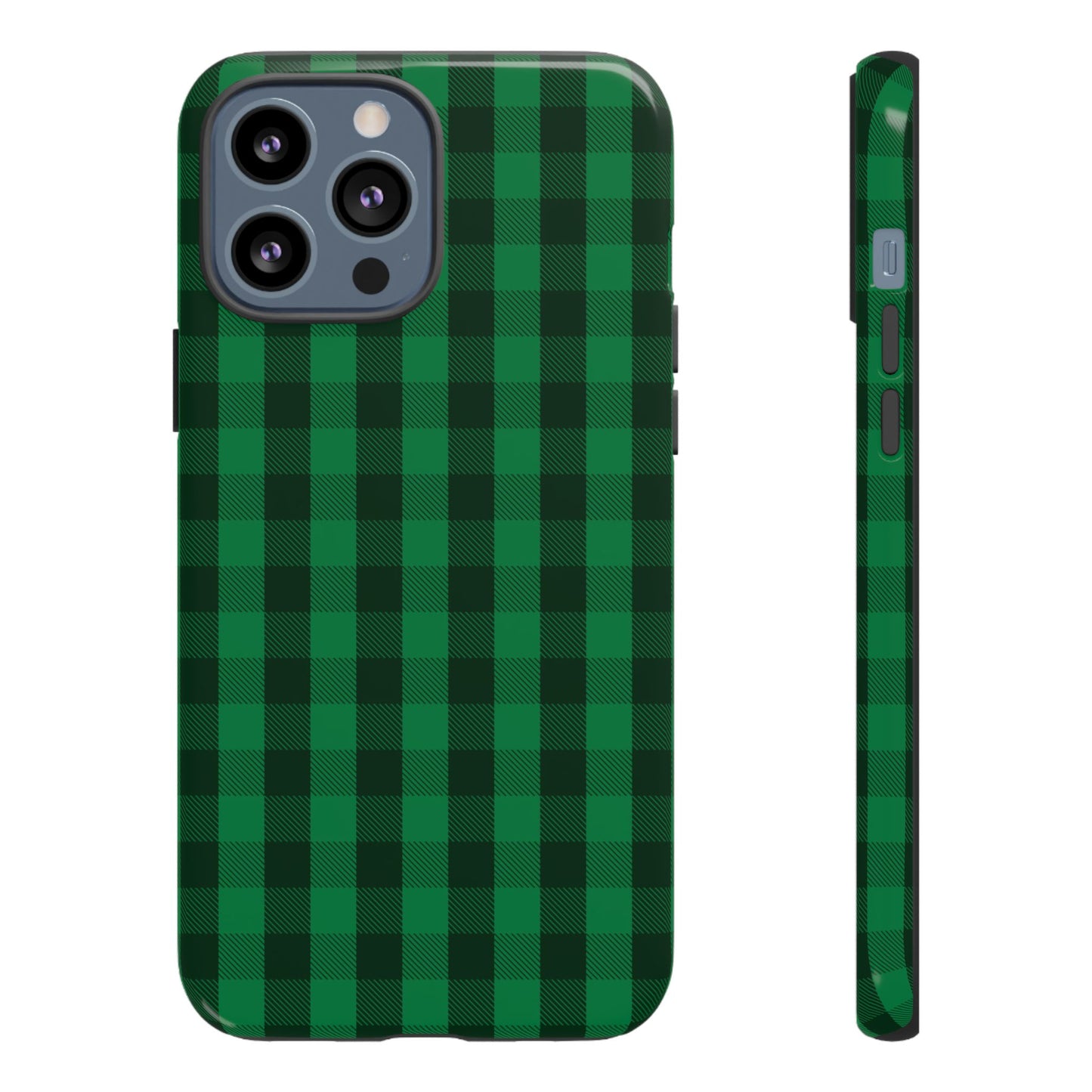 Dark Green Christmas Gingham - iPhone Case