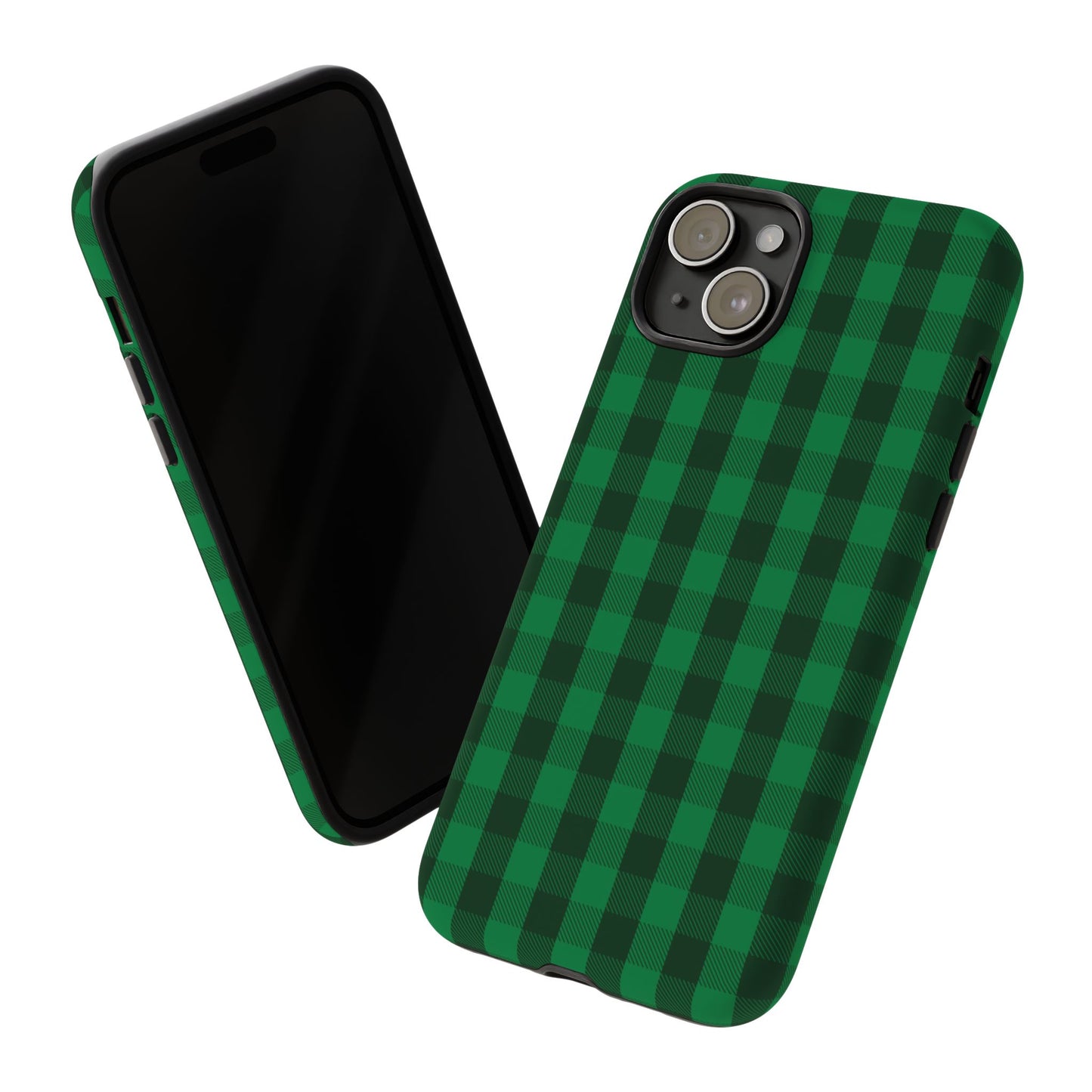 Dark Green Christmas Gingham - iPhone Case