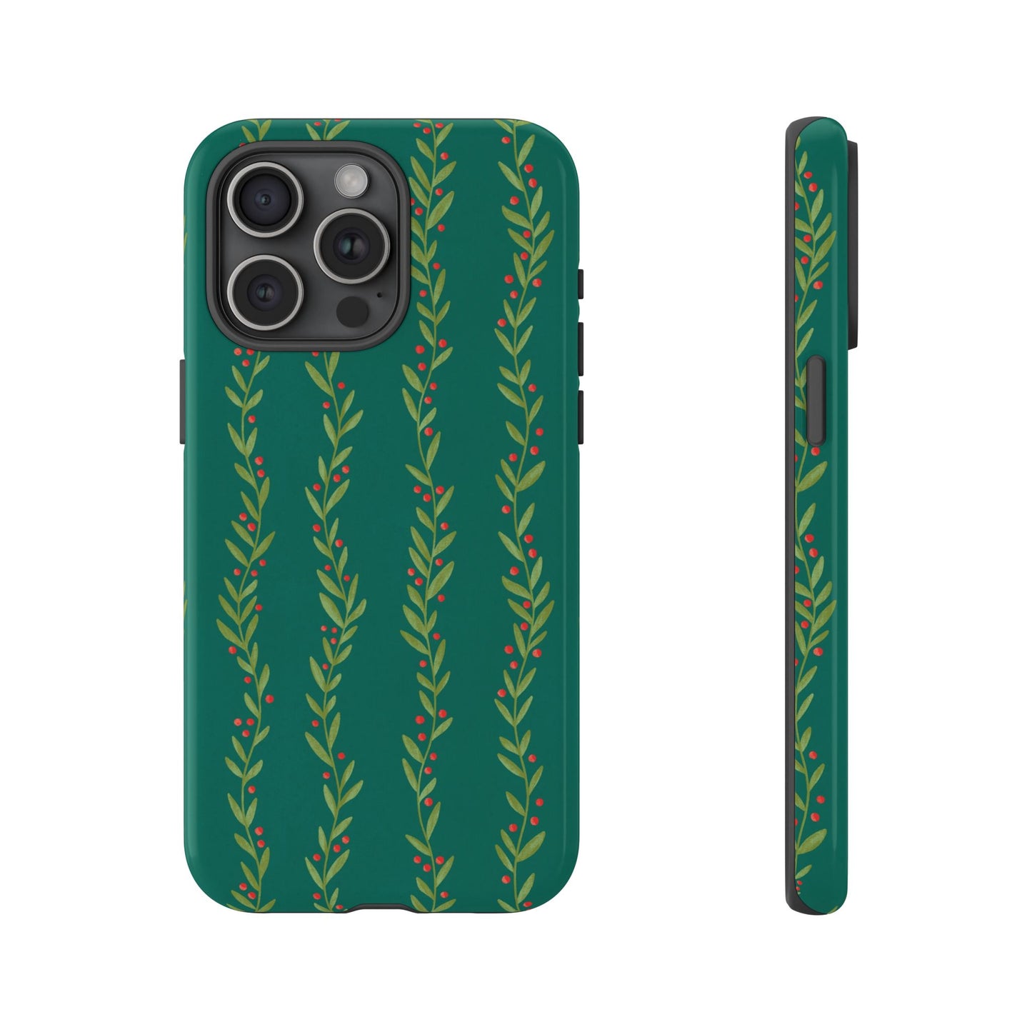 Green Christmas Holly Garland - iPhone Case