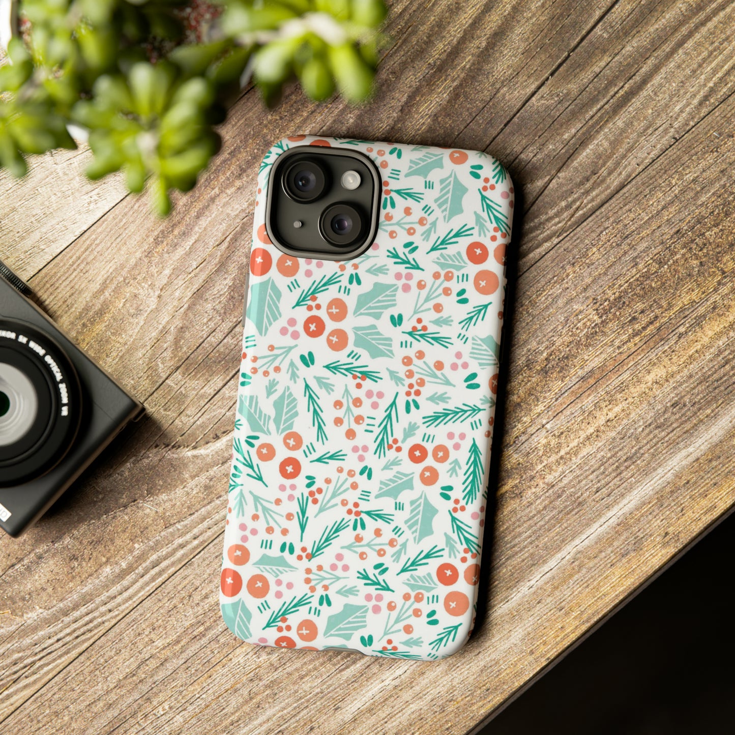 Christmas Boho Holly Pattern - iPhone Case