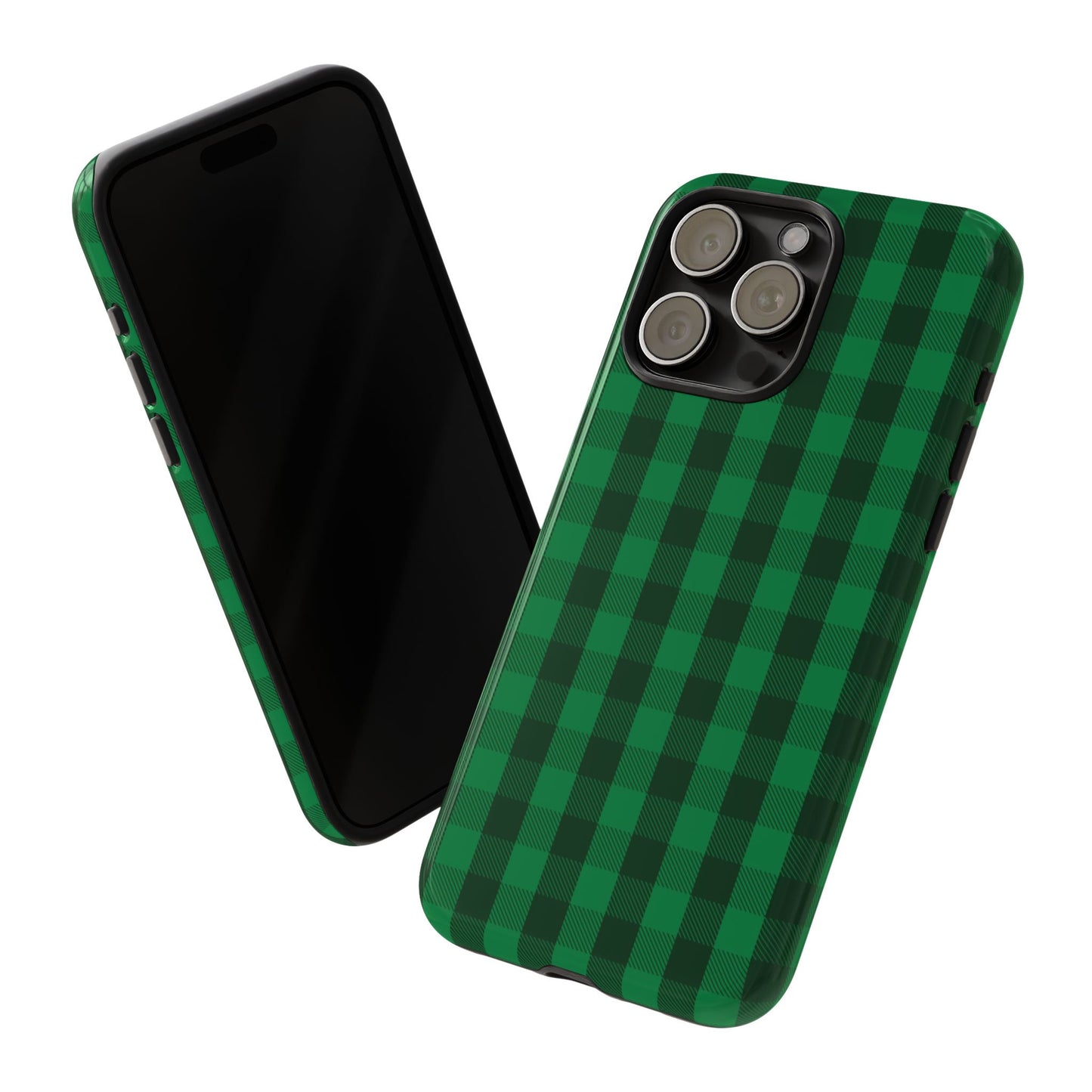 Dark Green Christmas Gingham - iPhone Case