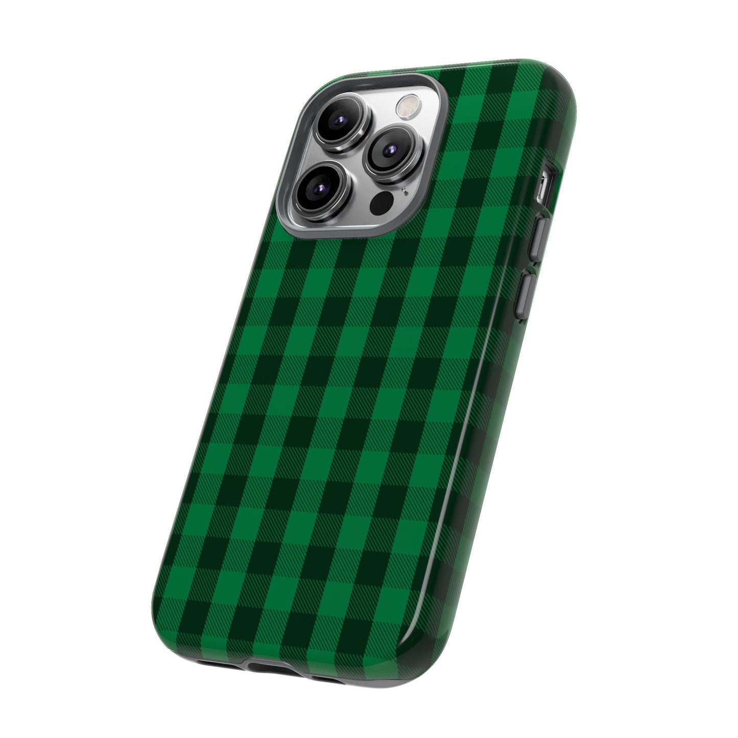Dark Green Christmas Gingham - iPhone Case