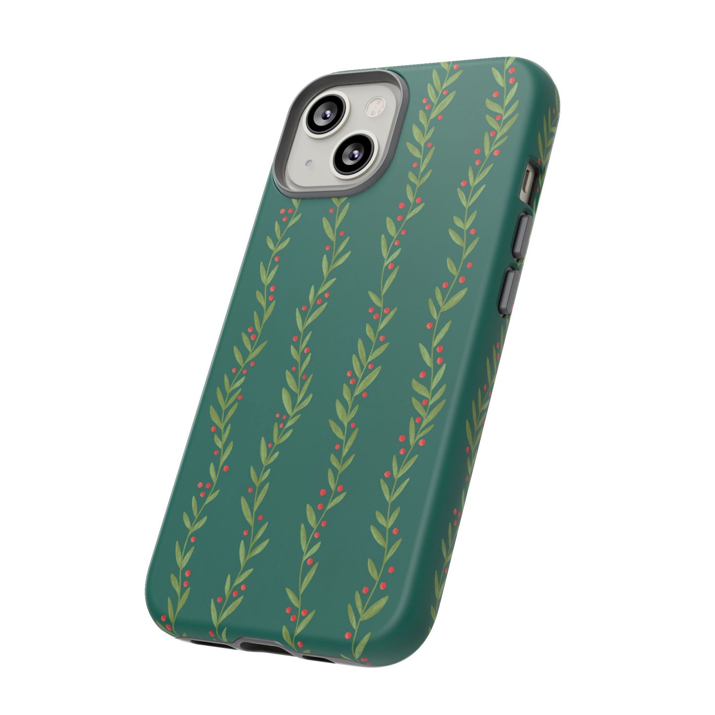 Green Christmas Holly Garland - iPhone Case