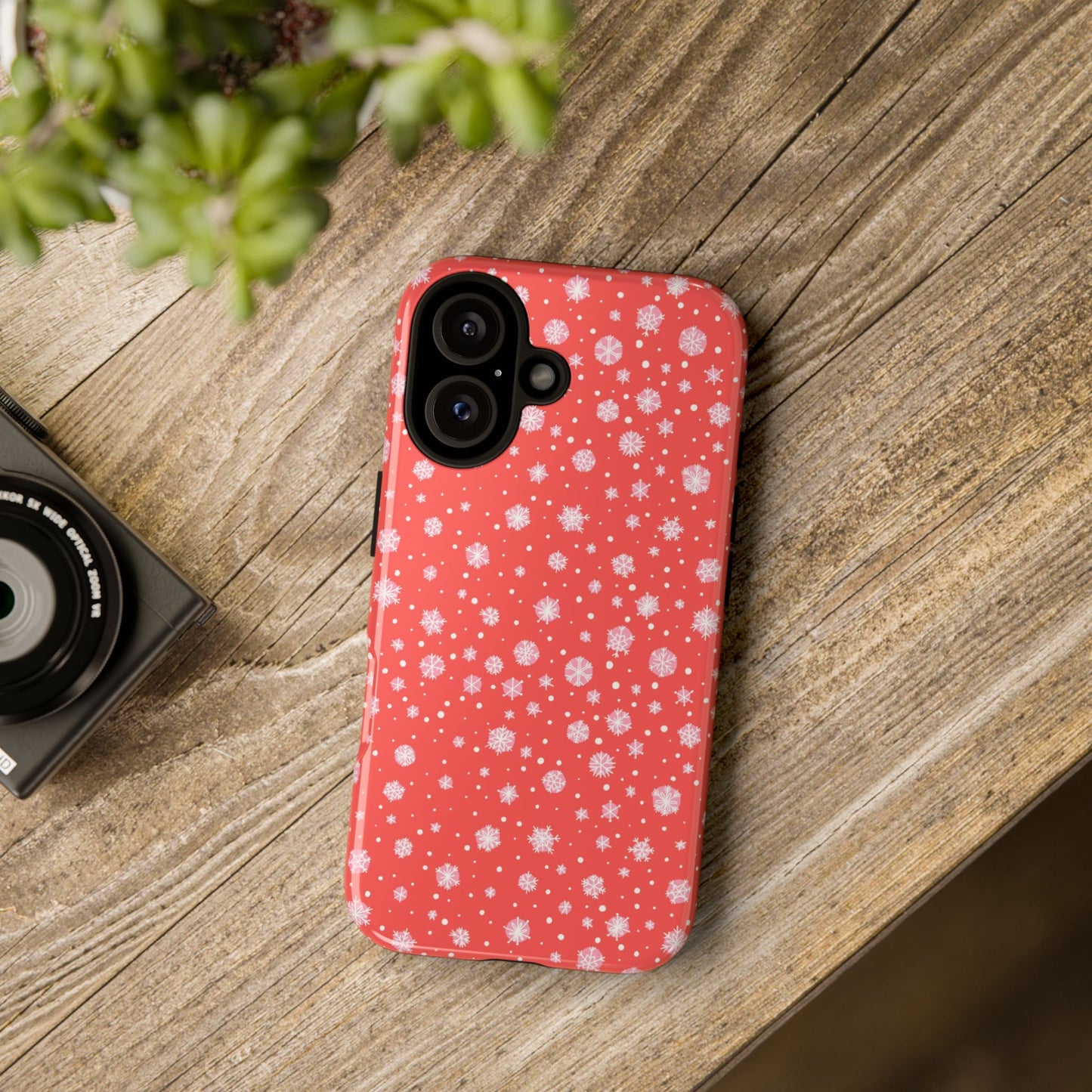 Winter Christmas Snowflakes Red - iPhone Case
