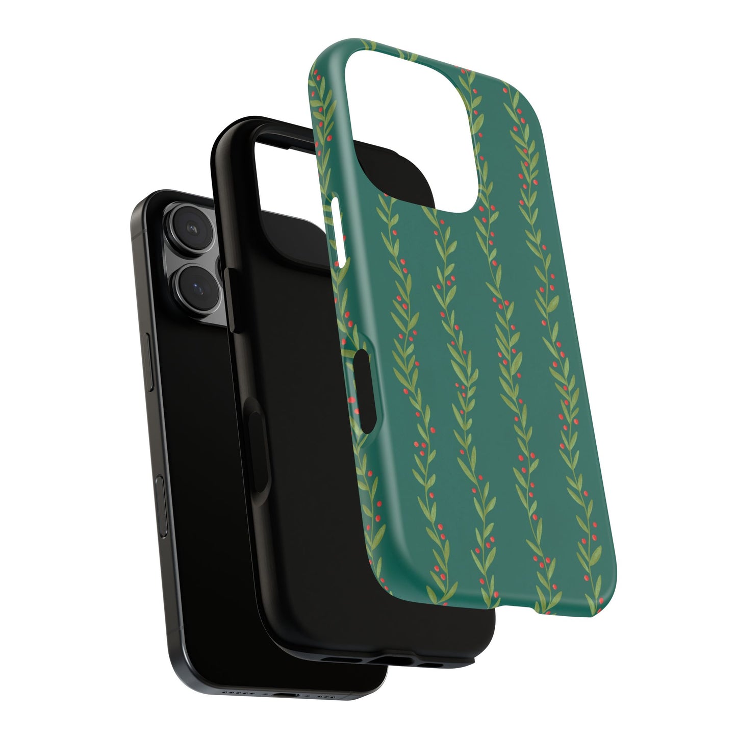 Green Christmas Holly Garland - iPhone Case