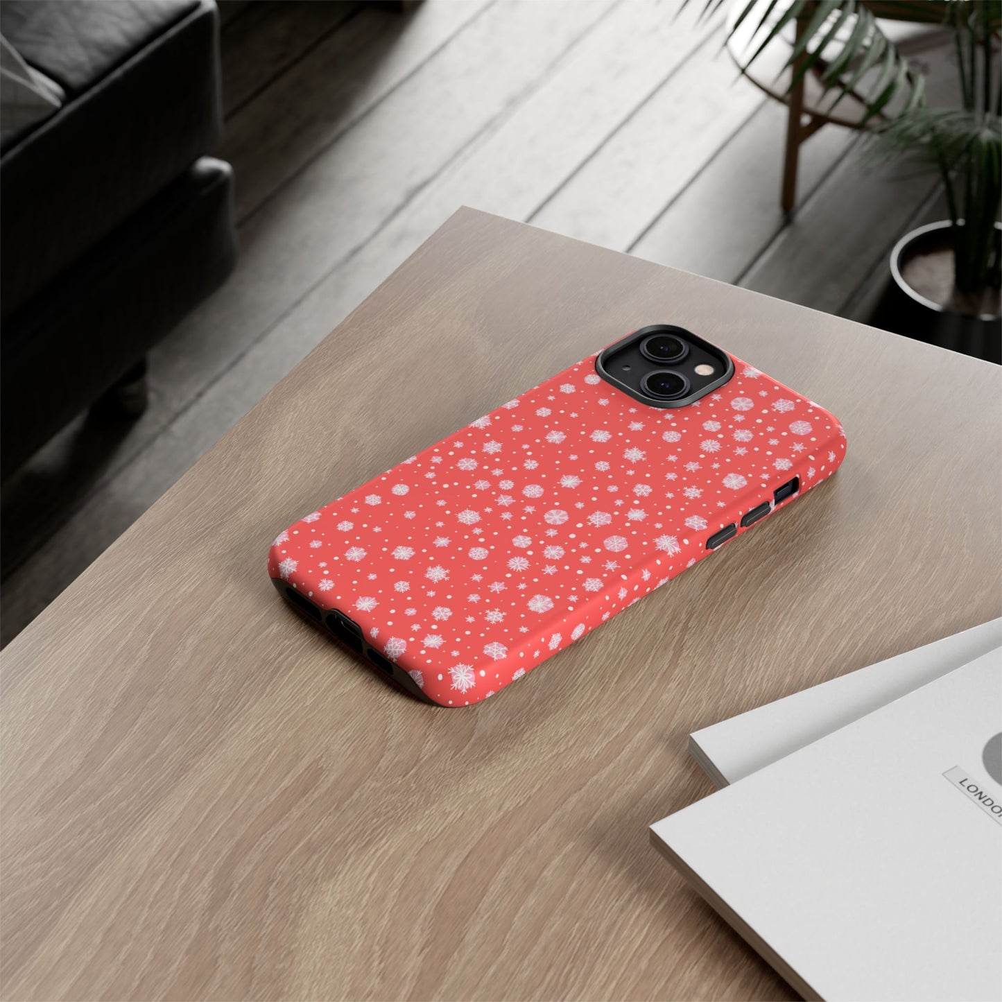 Winter Christmas Snowflakes Red - iPhone Case