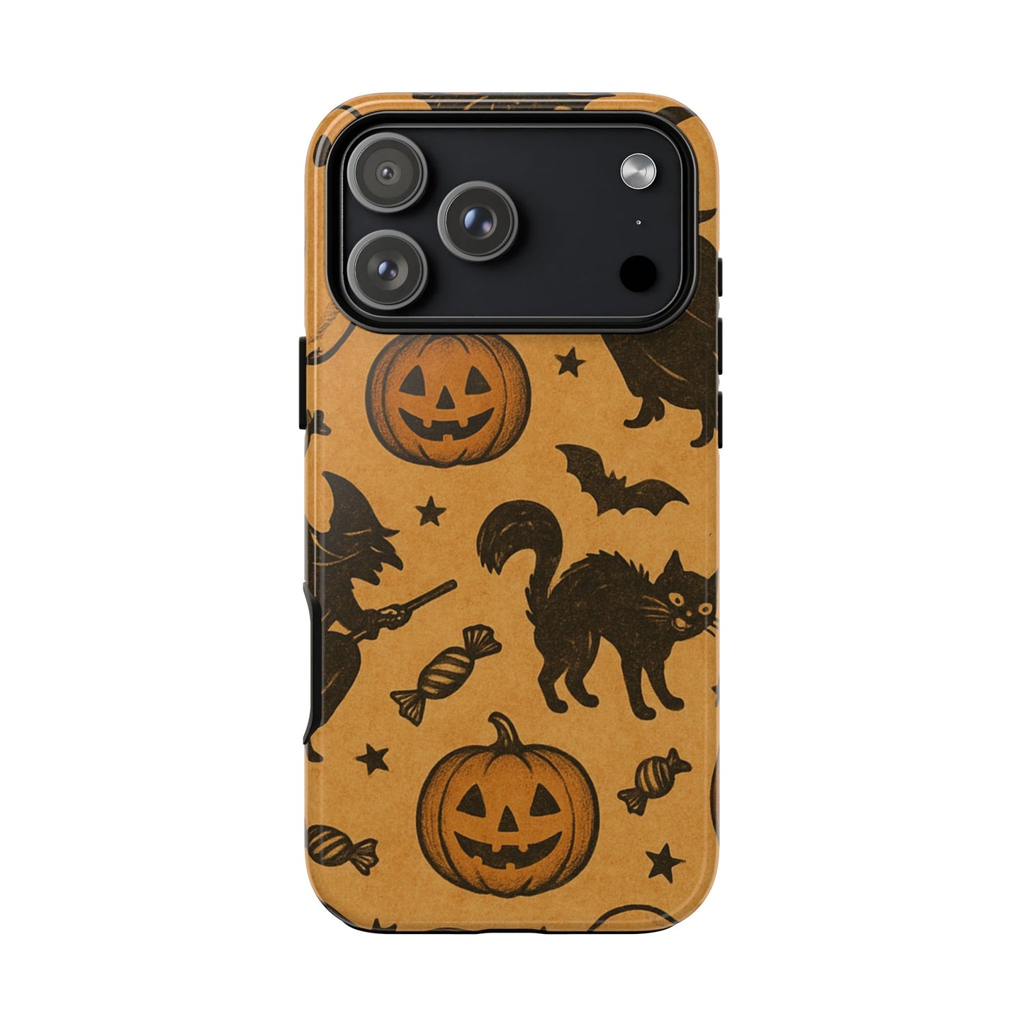 Vintage Halloween Doodles - Orange - iPhone Case