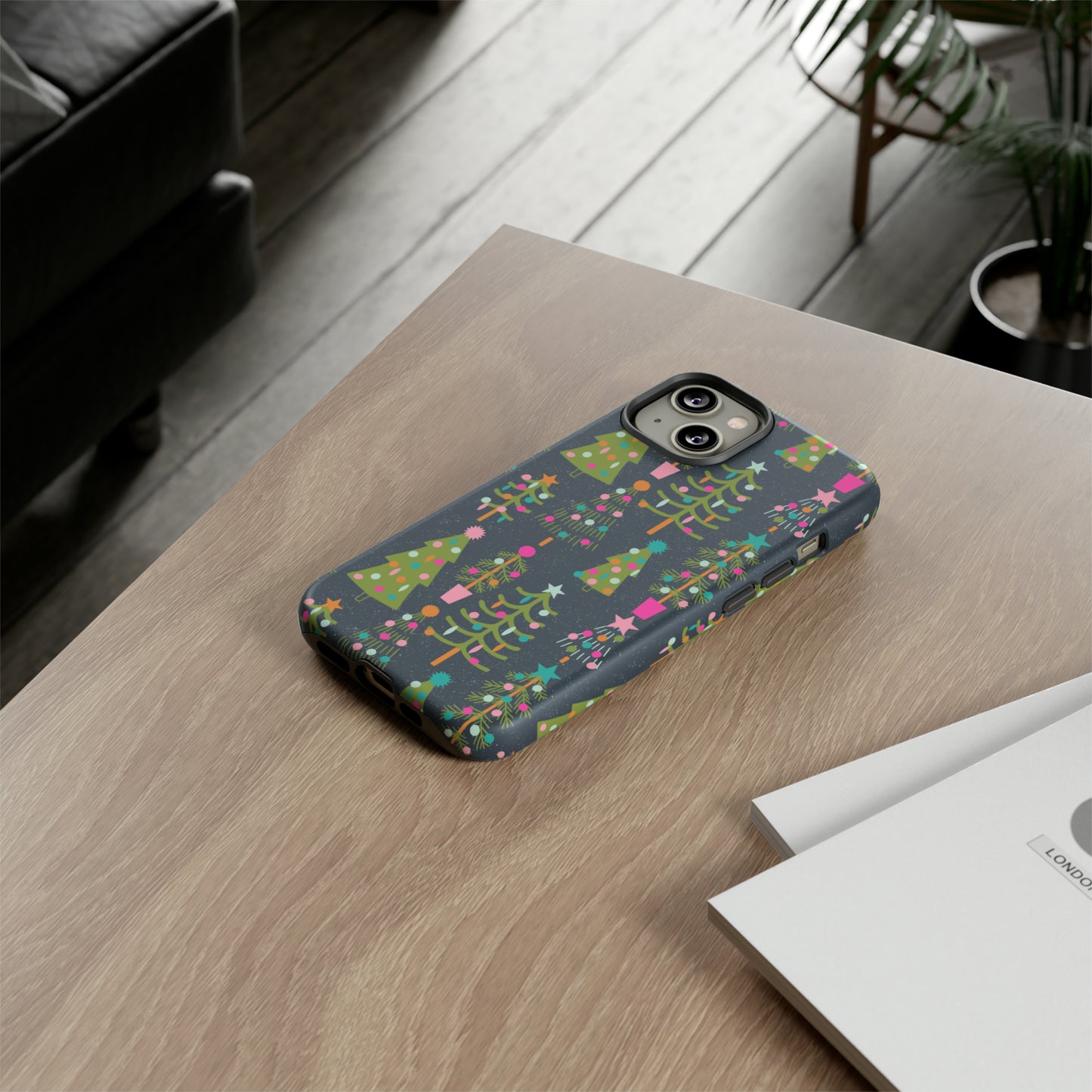 Blue Christmas Tree Pattern - iPhone Case
