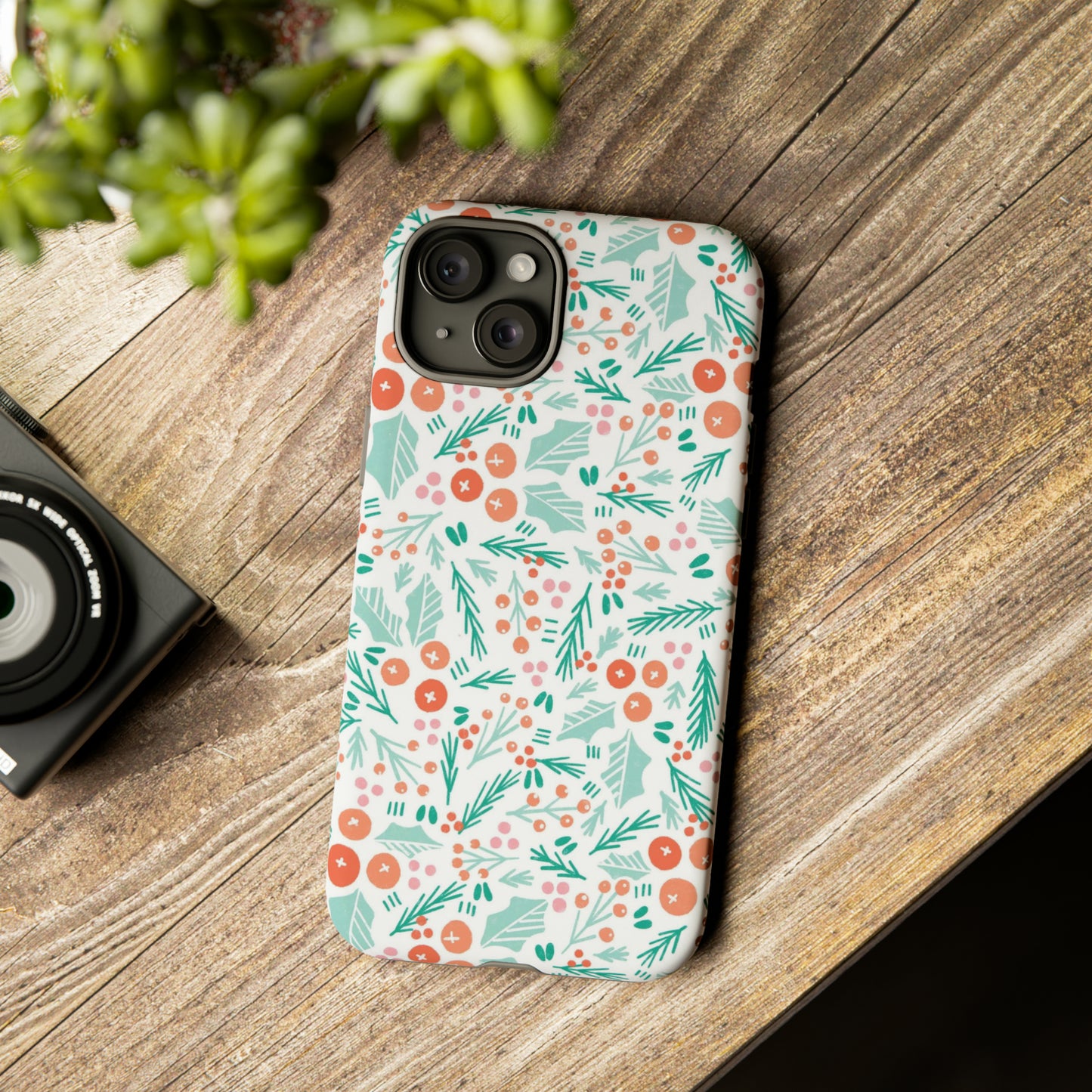Christmas Boho Holly Pattern - iPhone Case