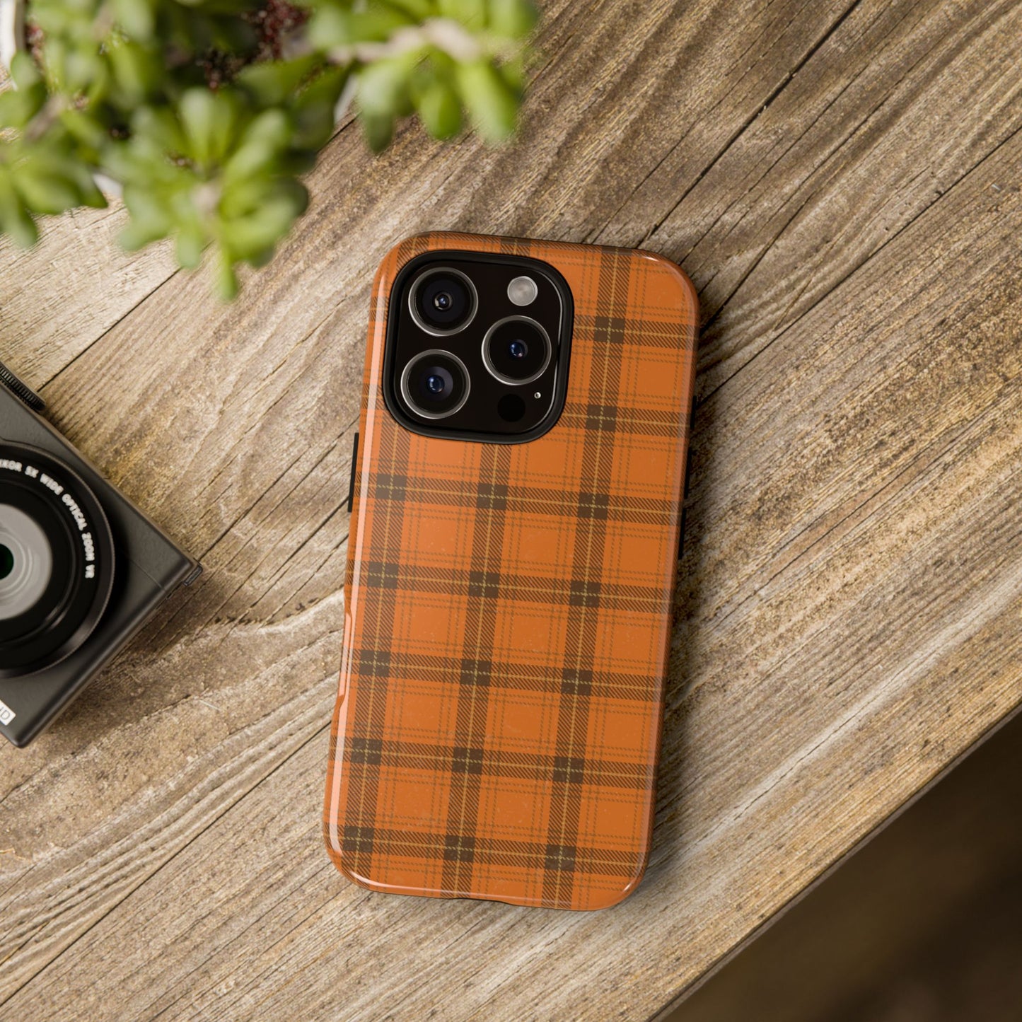 Autumn Orange Plaid - iPhone Case