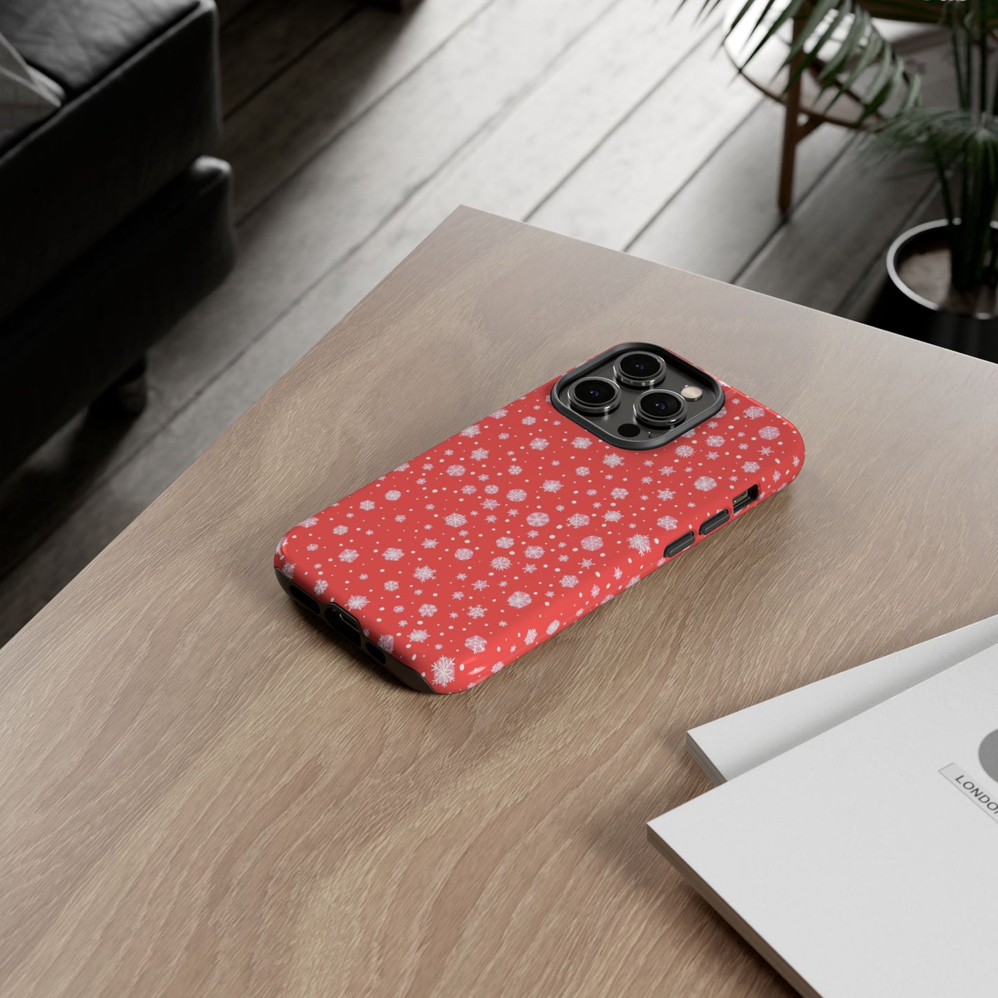 Winter Christmas Snowflakes Red - iPhone Case