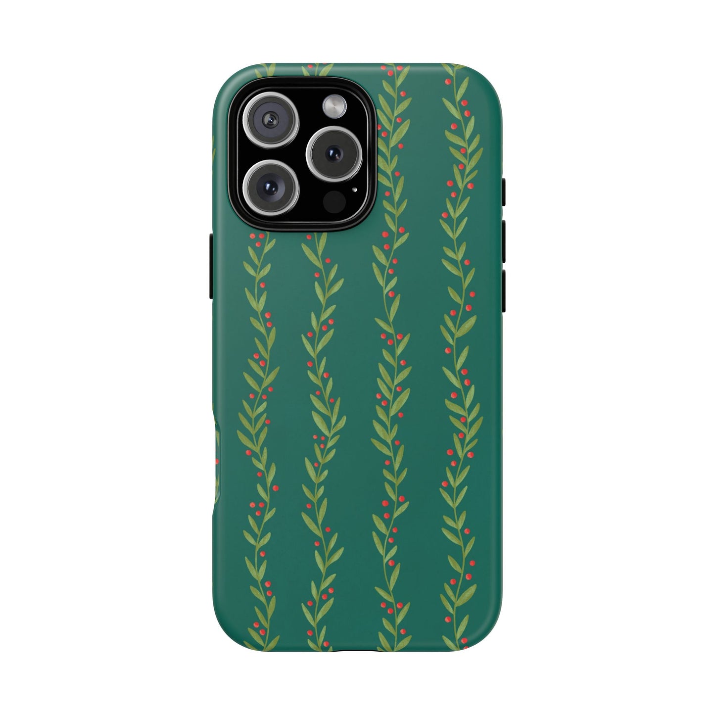 Green Christmas Holly Garland - iPhone Case
