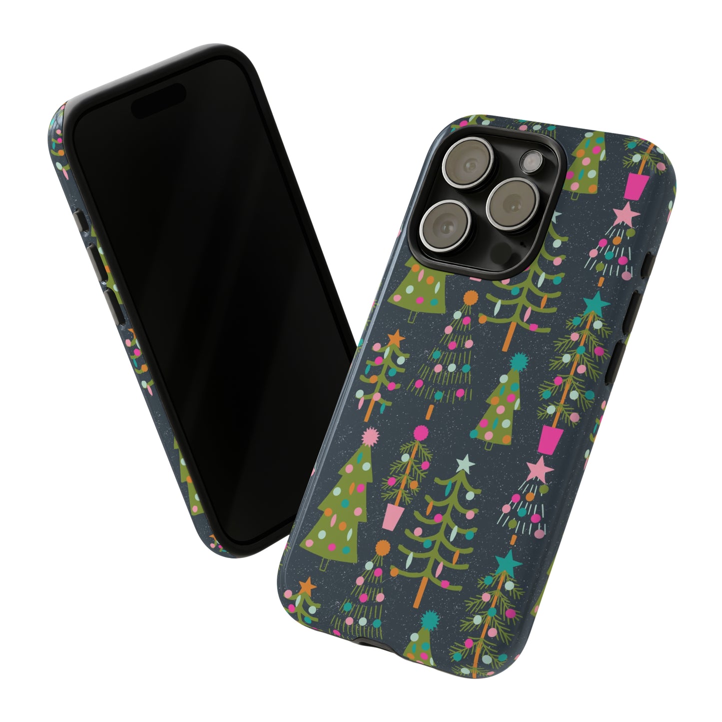 Blue Christmas Tree Pattern - iPhone Case