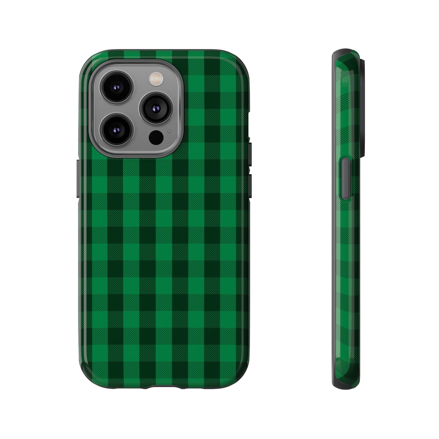 Dark Green Christmas Gingham - iPhone Case