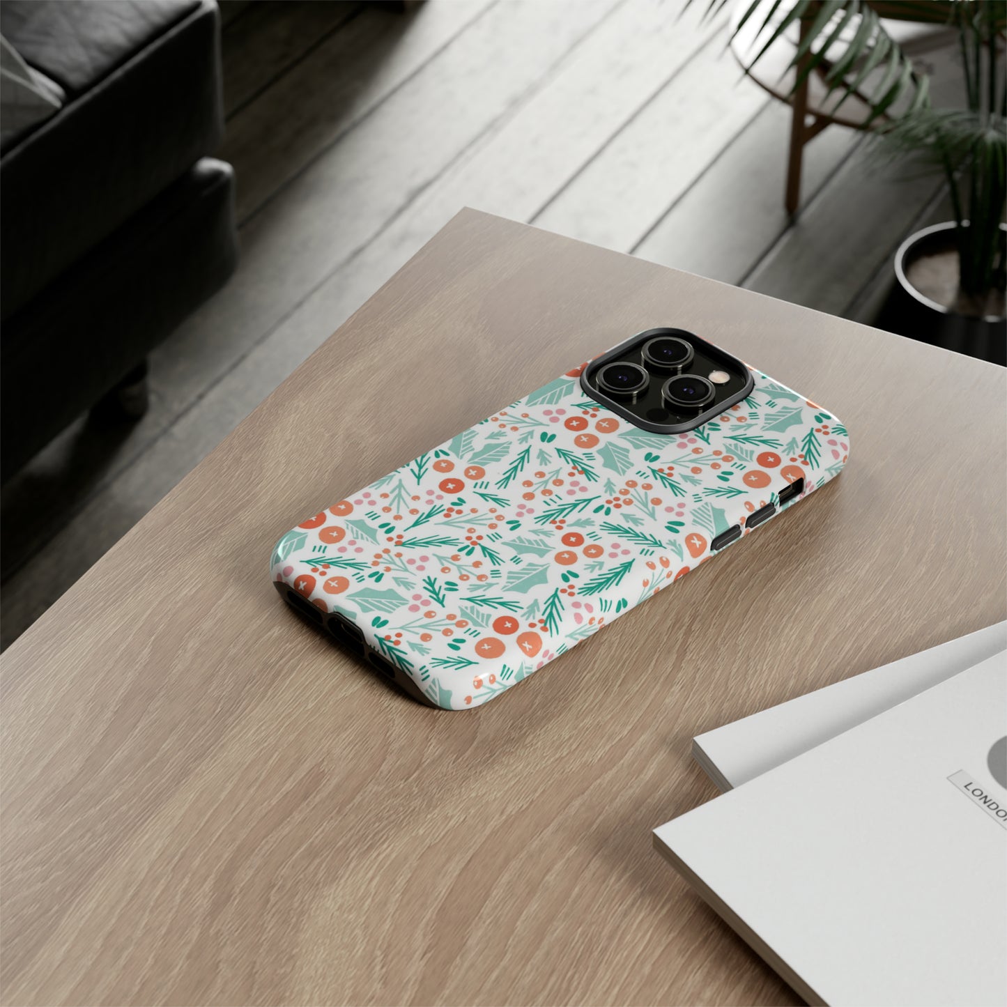 Christmas Boho Holly Pattern - iPhone Case