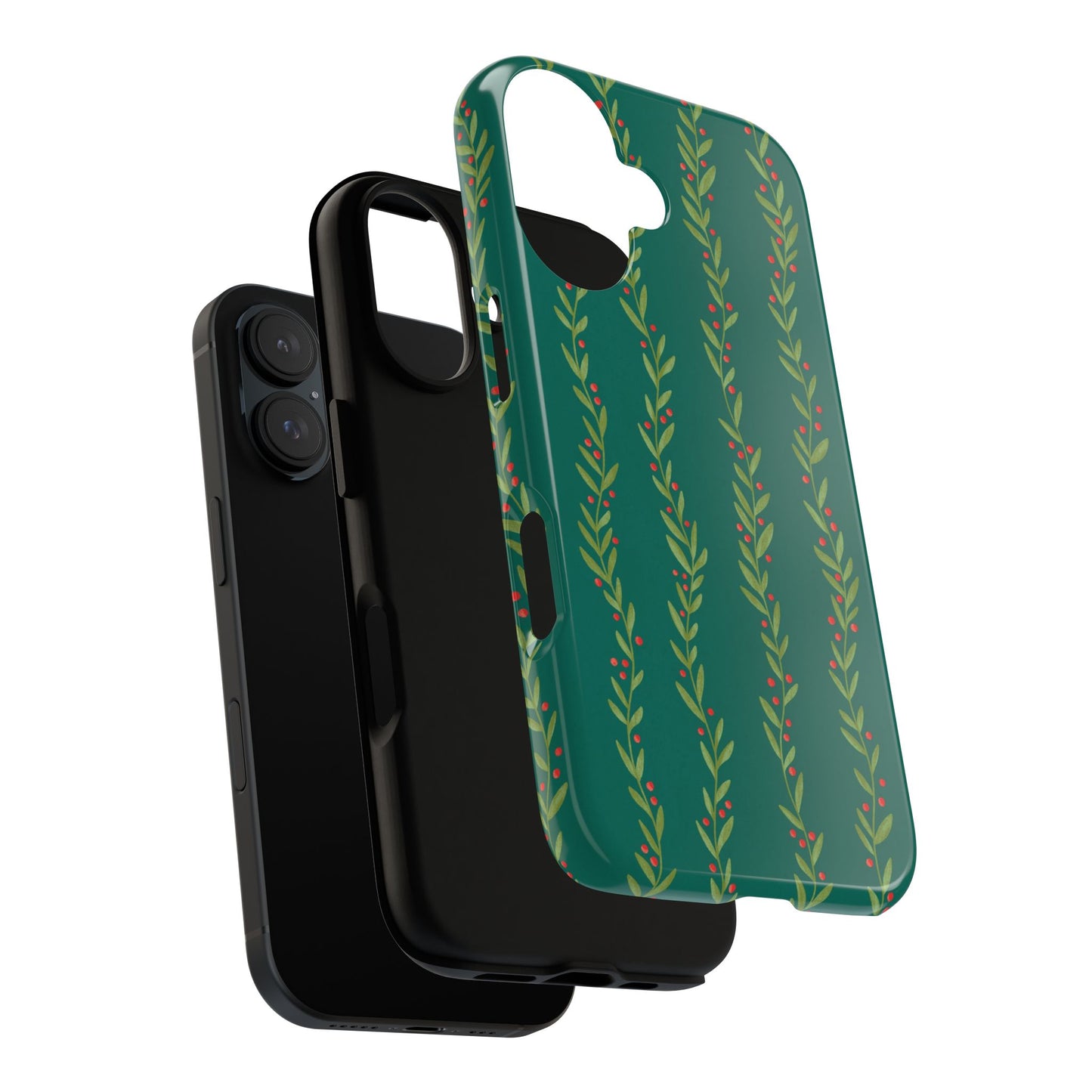 Green Christmas Holly Garland - iPhone Case
