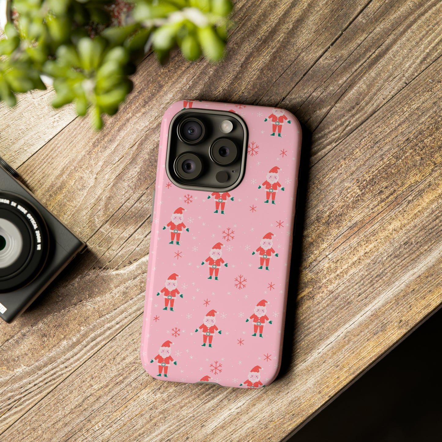 Pink Santa Pattern - iPhone Case