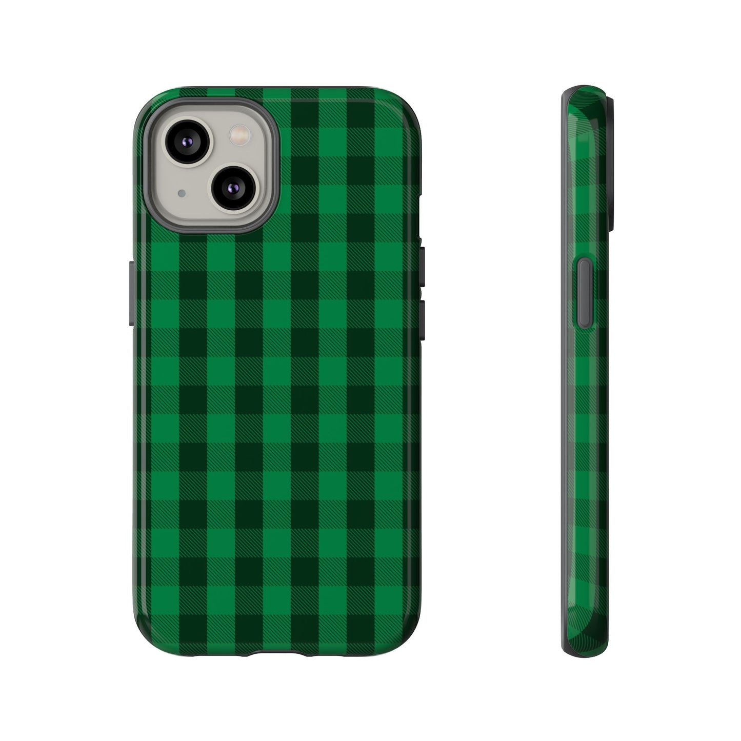 Dark Green Christmas Gingham - iPhone Case