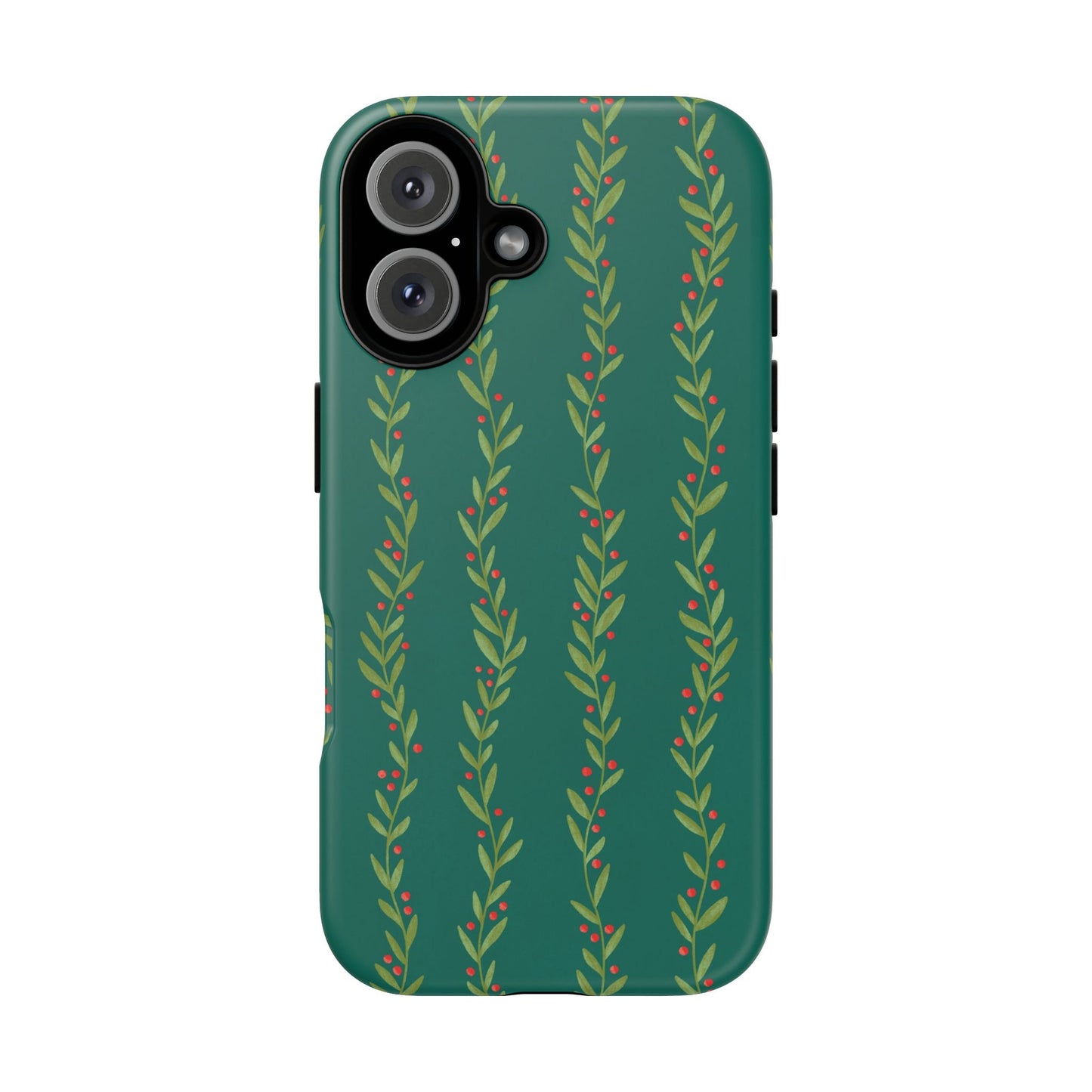 Green Christmas Holly Garland - iPhone Case